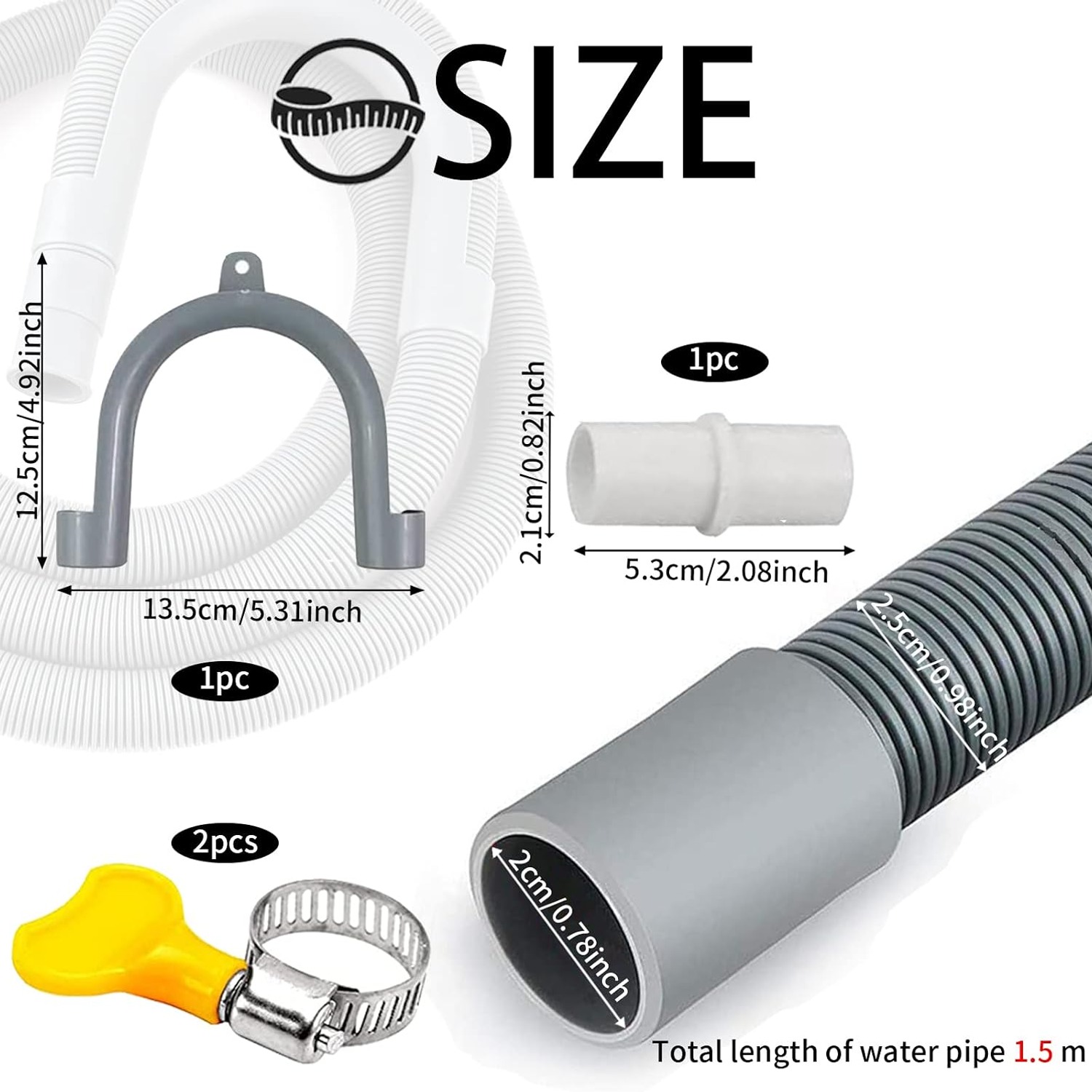 150cm Universal Drain Hose Extension Kit, detail view