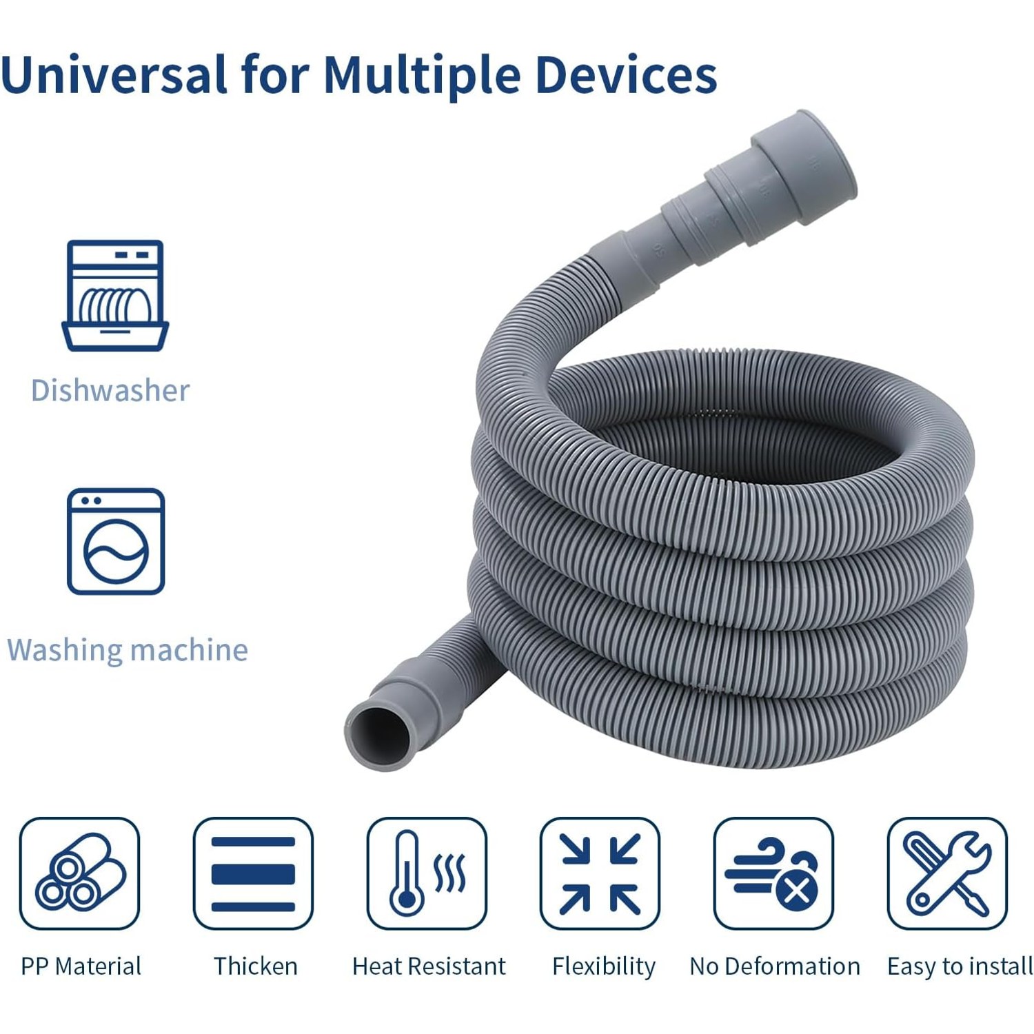 Drain Hose Extension Kit 1m with U-Bend Bracket and Clamps, detail view