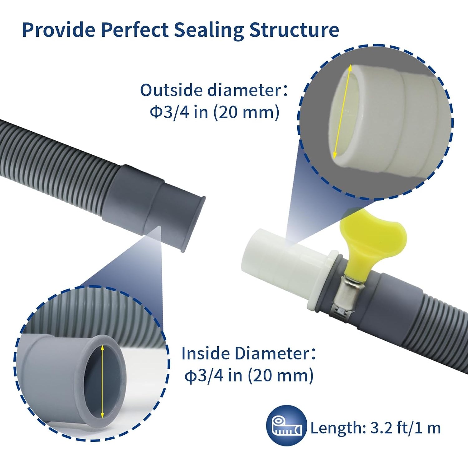 Drain Hose Extension Kit 1m with U-Bend Bracket and Clamps: image 4