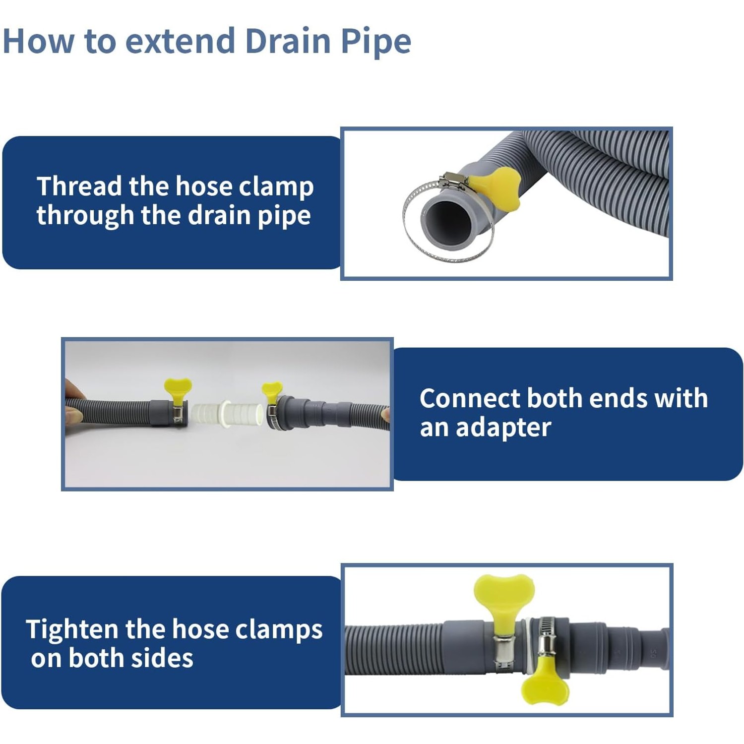 Drain Hose Extension Kit 1m with U-Bend Bracket and Clamps: image 6