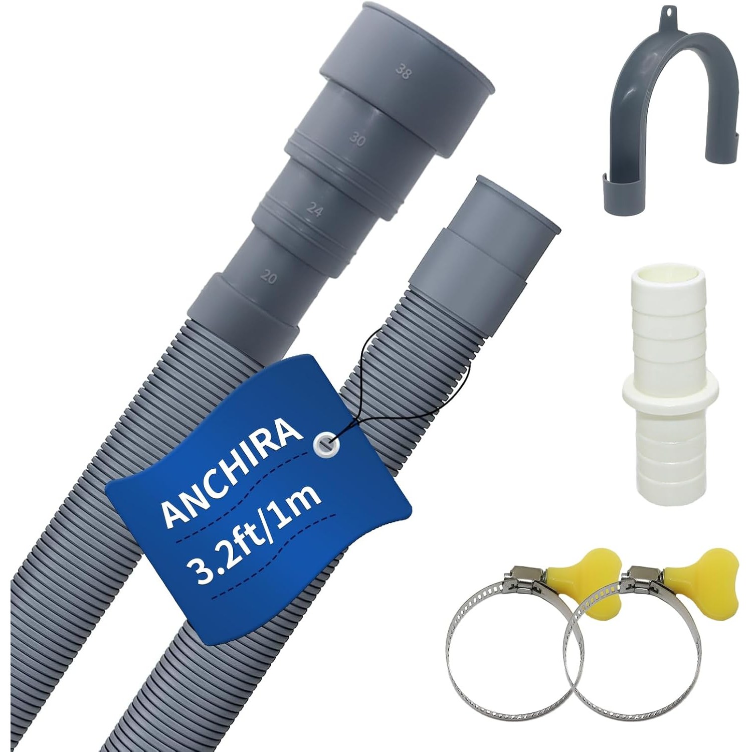 Drain Hose Extension Kit 1m with U-Bend Bracket and Clamps