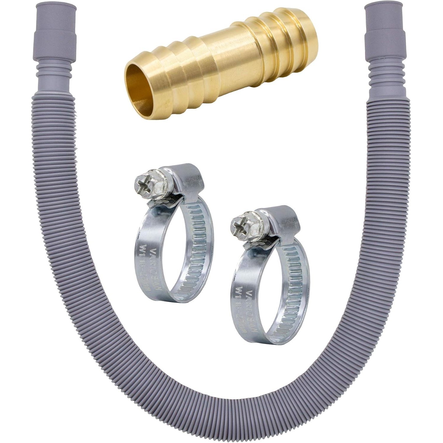 Extendible Drain Hose Set with Brass Connector and Clamps