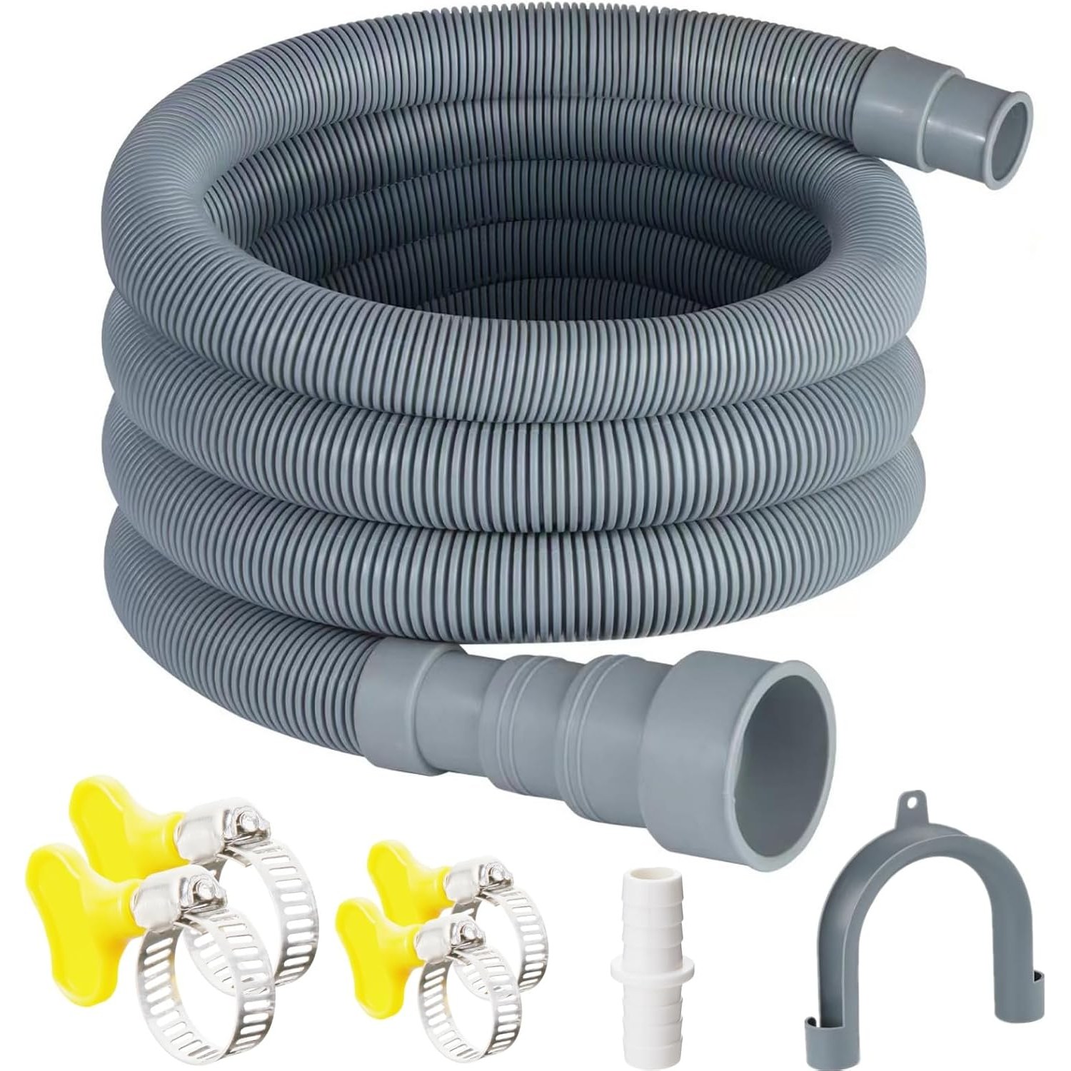Washing Machine Drain Hose Kit 1.8m with Clamps and U-Hook