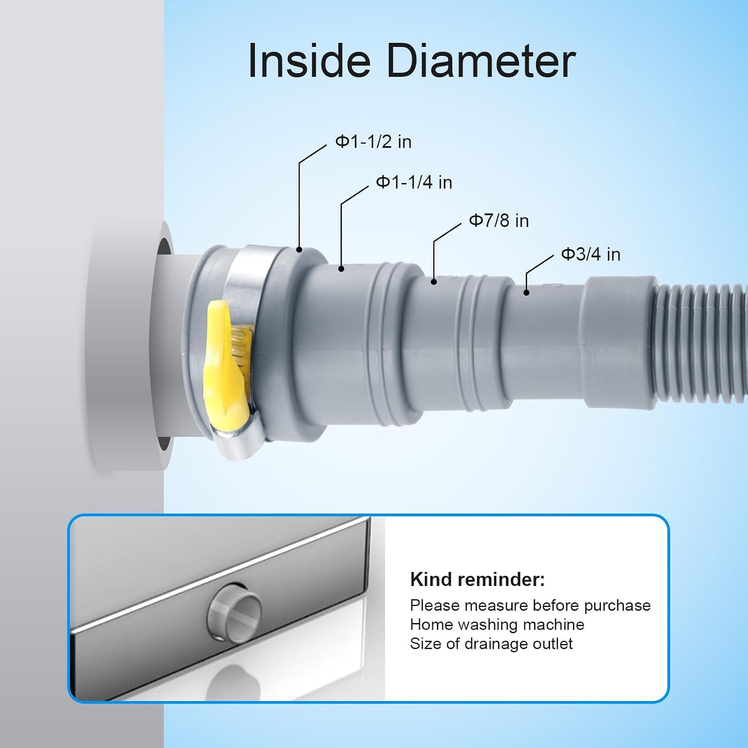 Washing Machine Drain Hose Kit 1.8m with Clamps and U-Hook: image 3