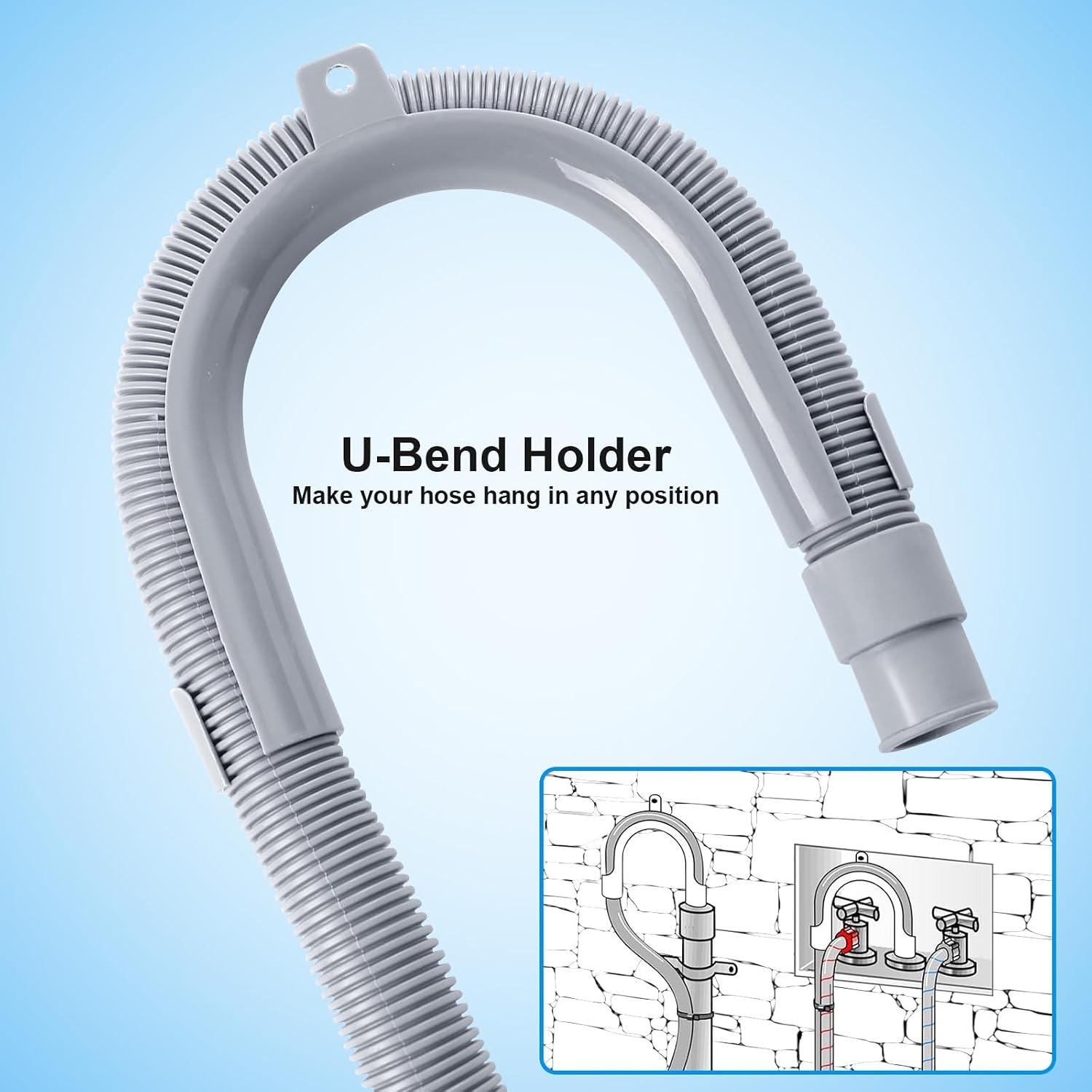 Washing Machine Drain Hose Kit 1.8m with Clamps and U-Hook: image 6