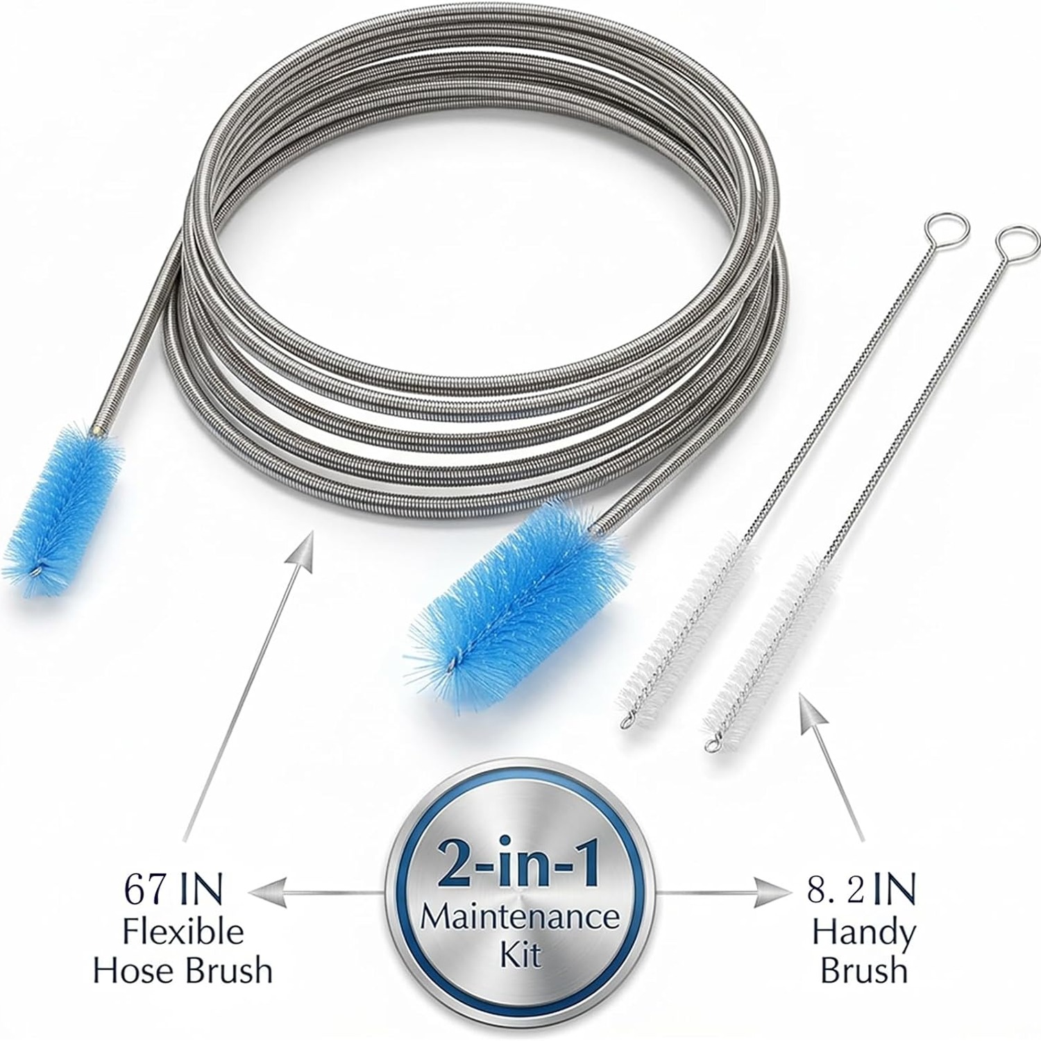 170cm Double-Ended Flexible Drain Brush Set with Two Straw Brushes: image 2