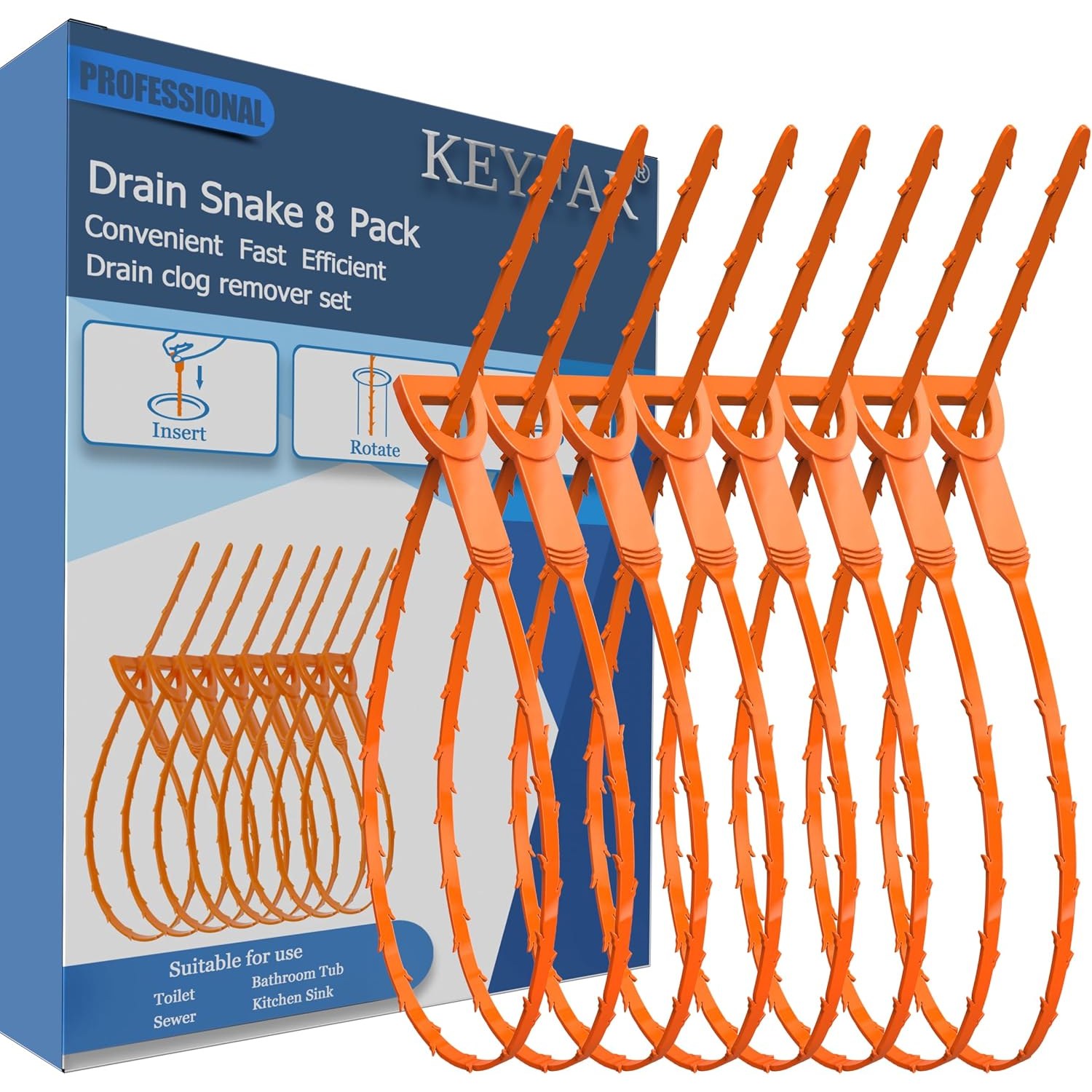 Barbed Drain Snake 63cm, 8 Pack