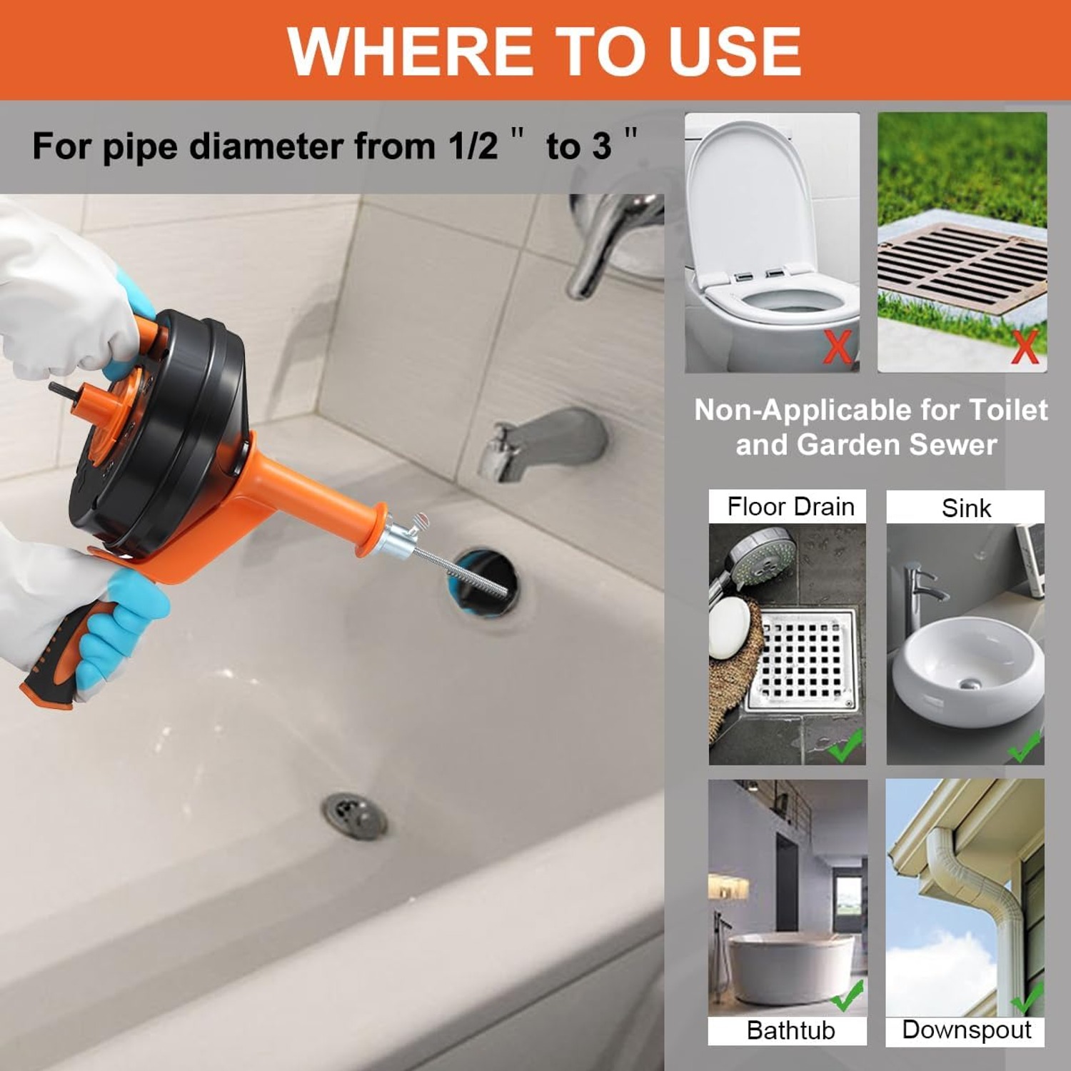 7.6m Drain Auger with Drill Adapter: image 2