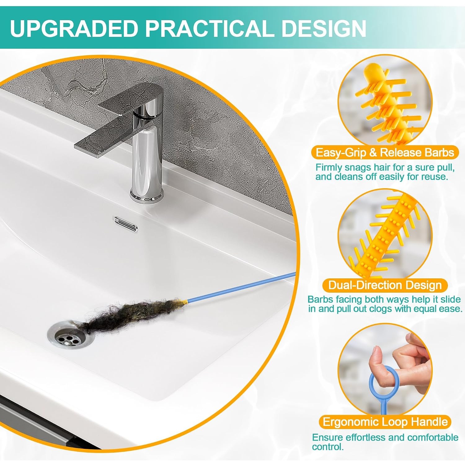 Extra Long Drain Snake 127cm (3 Pack): image 3
