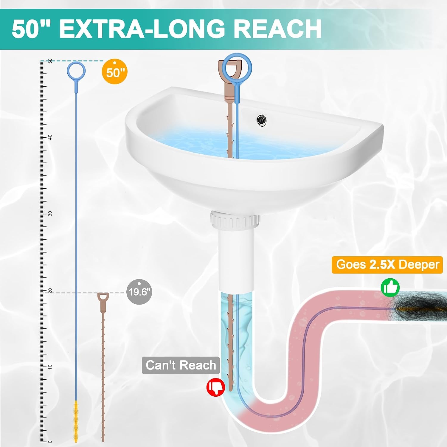 Extra Long Drain Snake 127cm (3 Pack): image 4