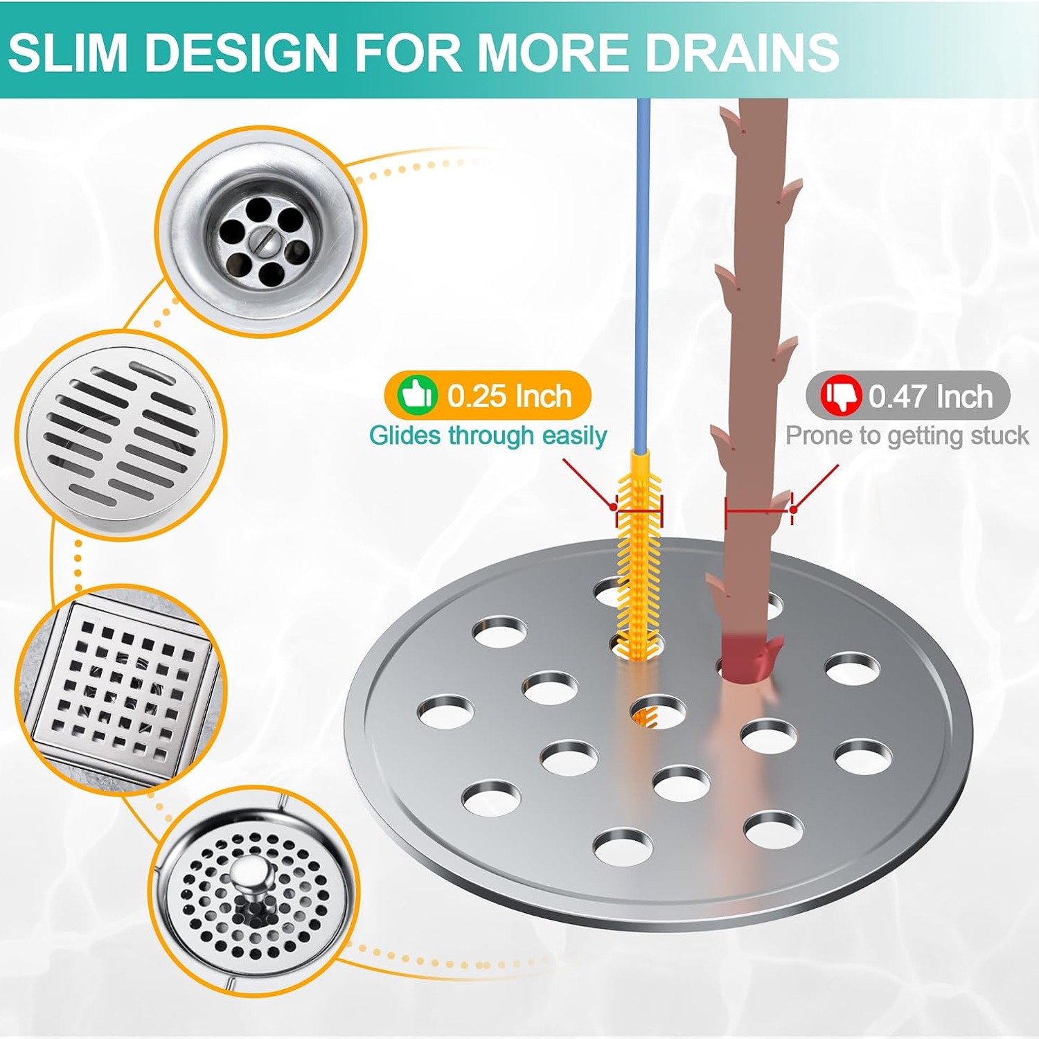 Extra Long Drain Snake 127cm (3 Pack): image 5