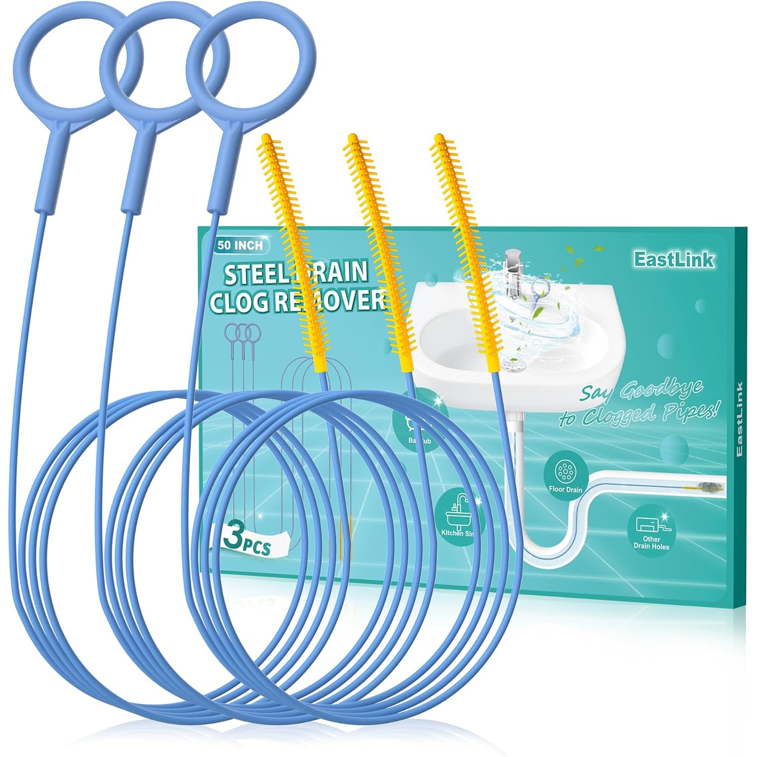 Extra Long Drain Snake 127cm (3 Pack)