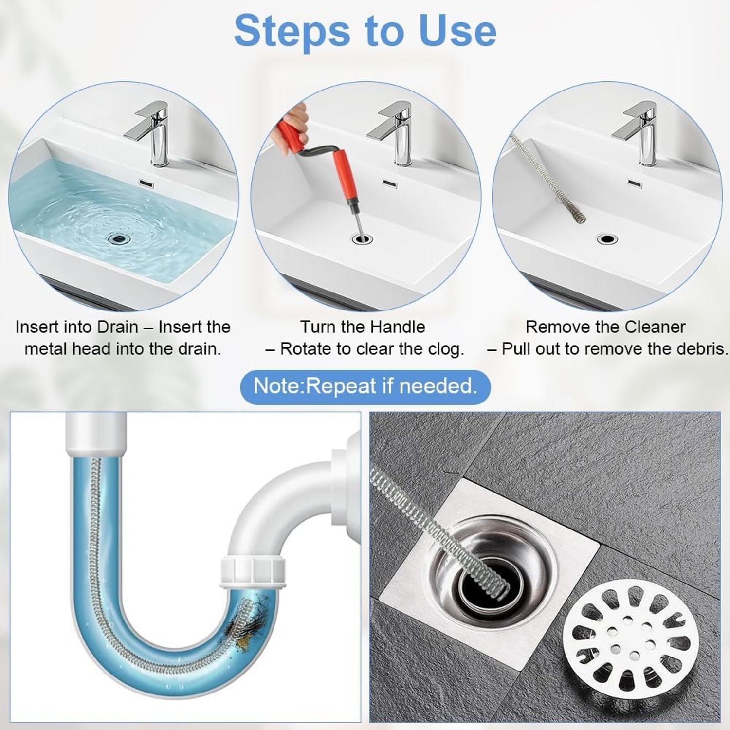 5m Spring Drain Snake with Hand Crank: image 4