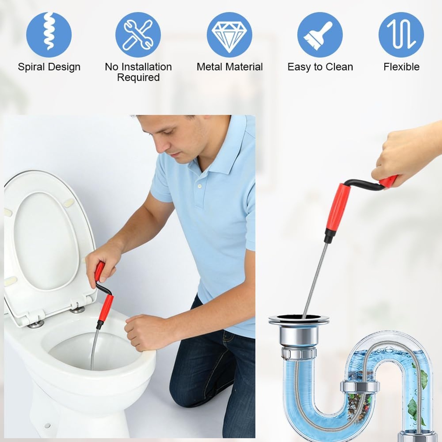 5m Spring Drain Snake with Hand Crank: image 5