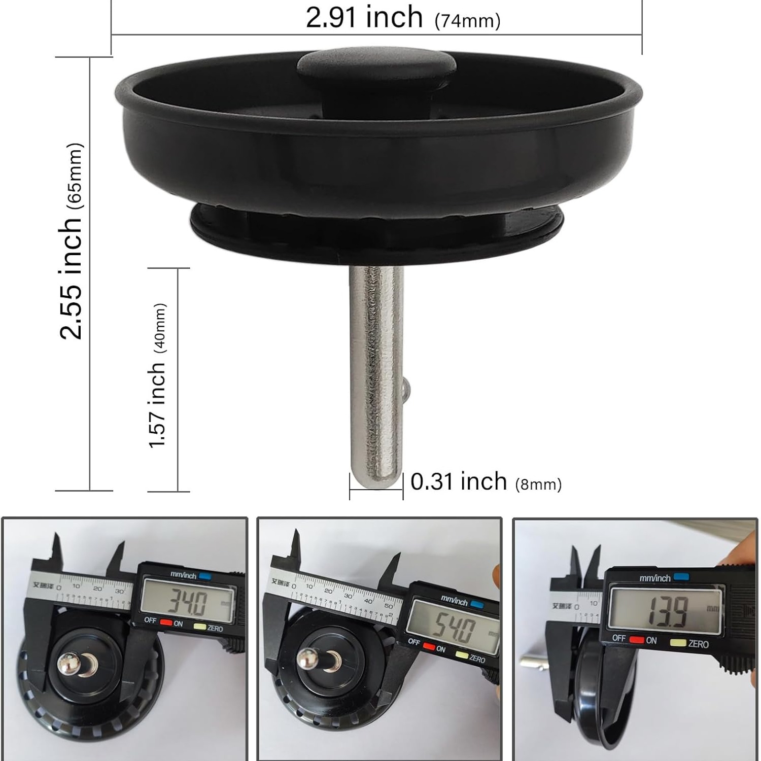 Black Sink Basket Strainer and Stopper: image 2