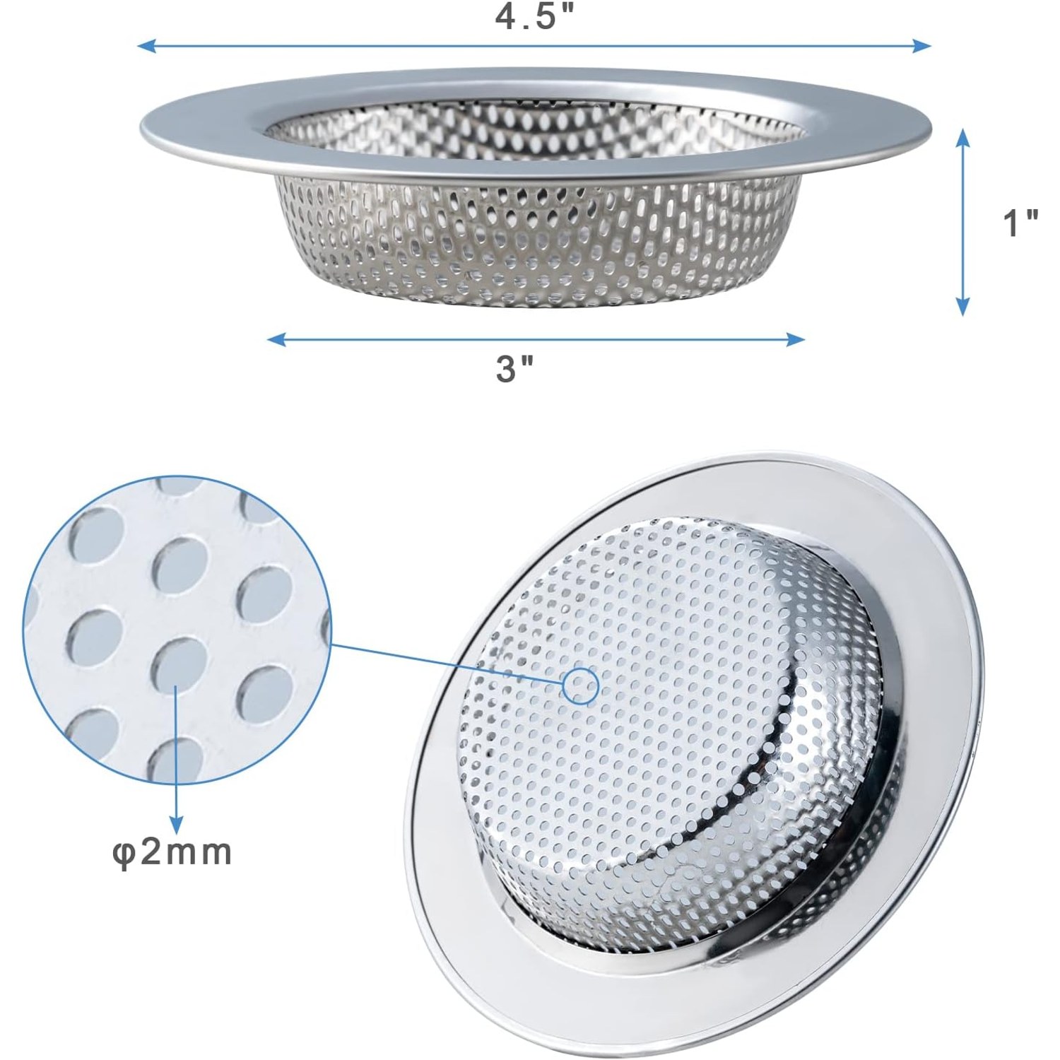 Double Layer Stainless Steel Sink Strainer 2 Pack: image 4