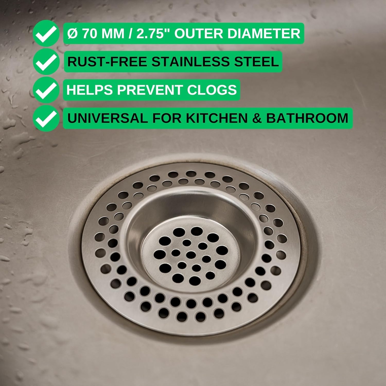 Fine Mesh Drain Strainer 70mm (3 Pack): image 2