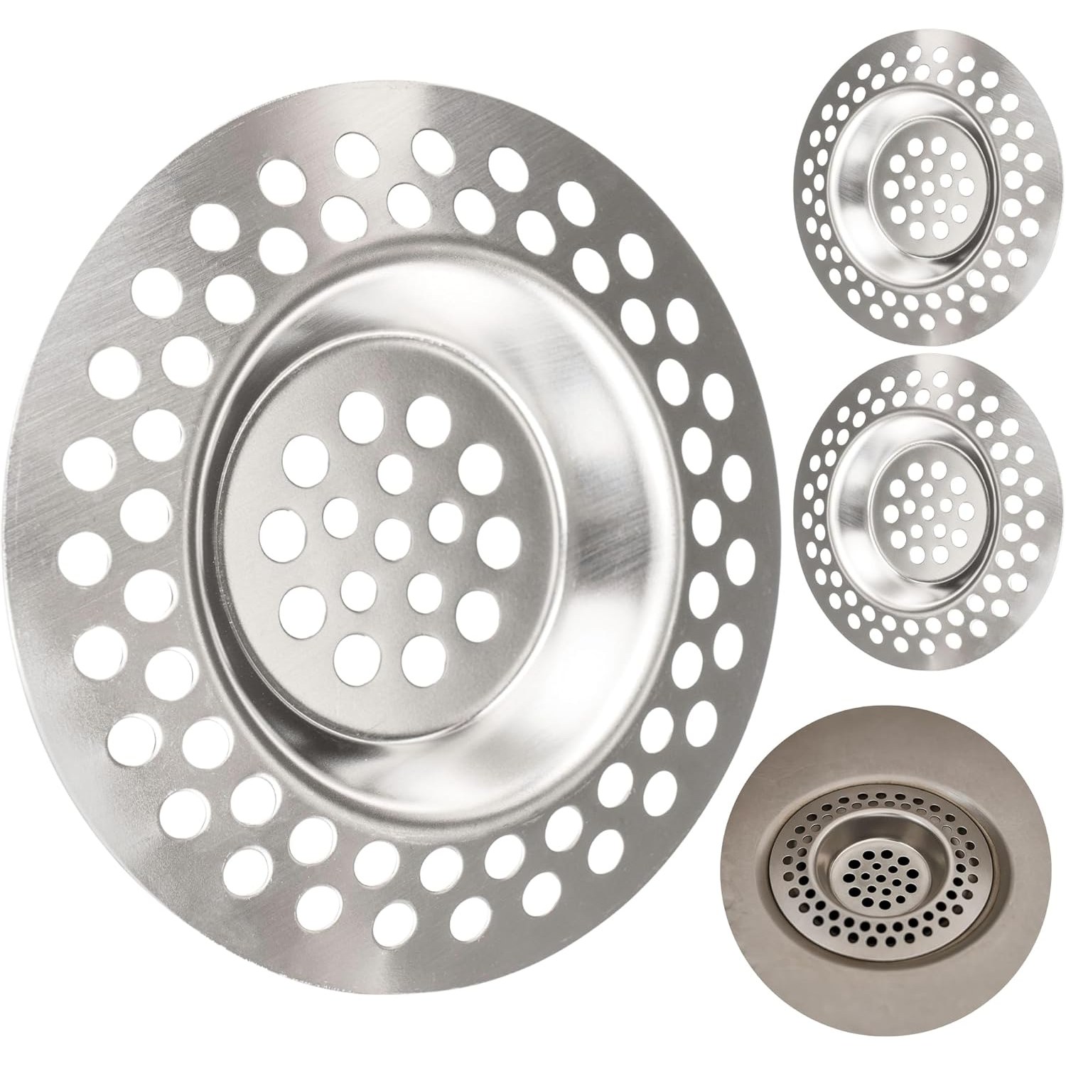 Fine Mesh Drain Strainer 70mm (3 Pack)