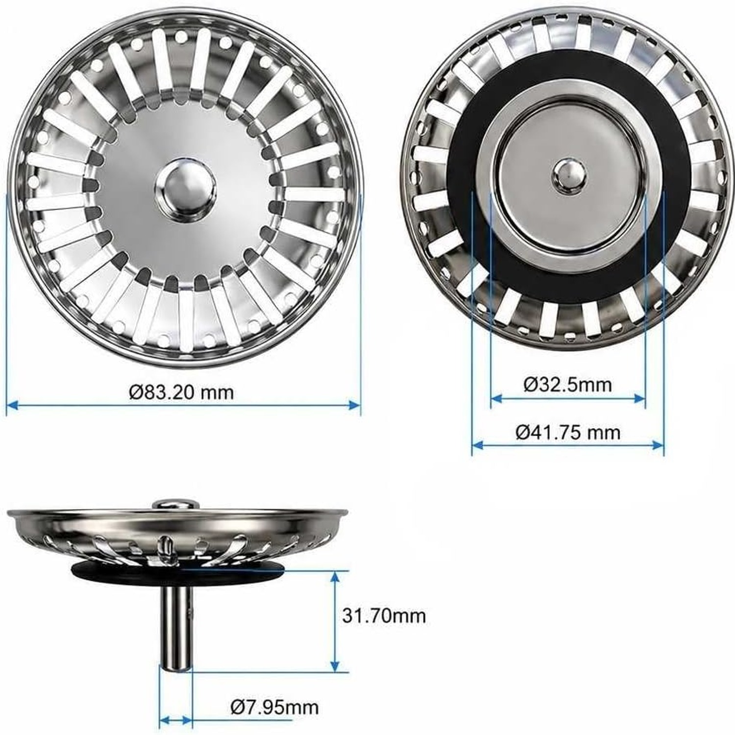 83mm Pop Up Sink Strainer Plug: image 3