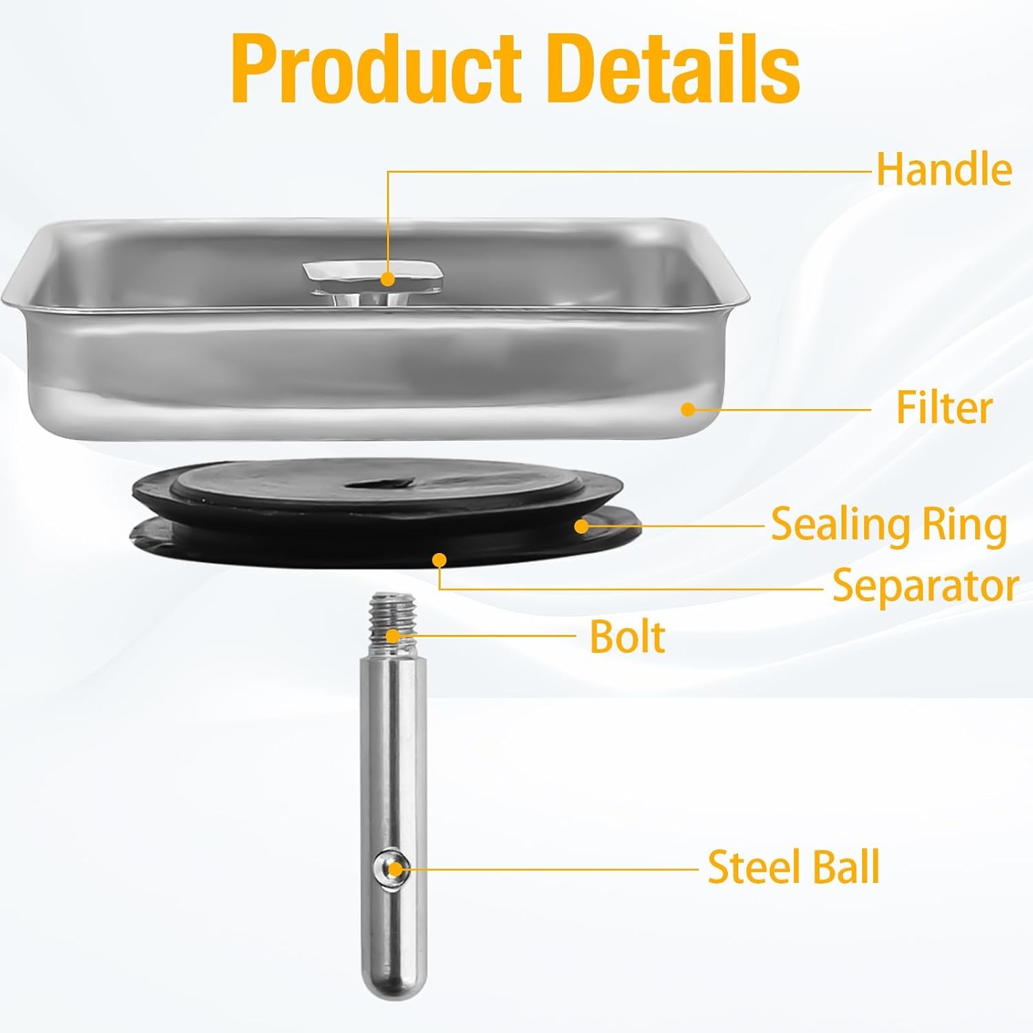 Square Sink Strainer 78 x 42mm Stainless Steel Drain Filter: image 4