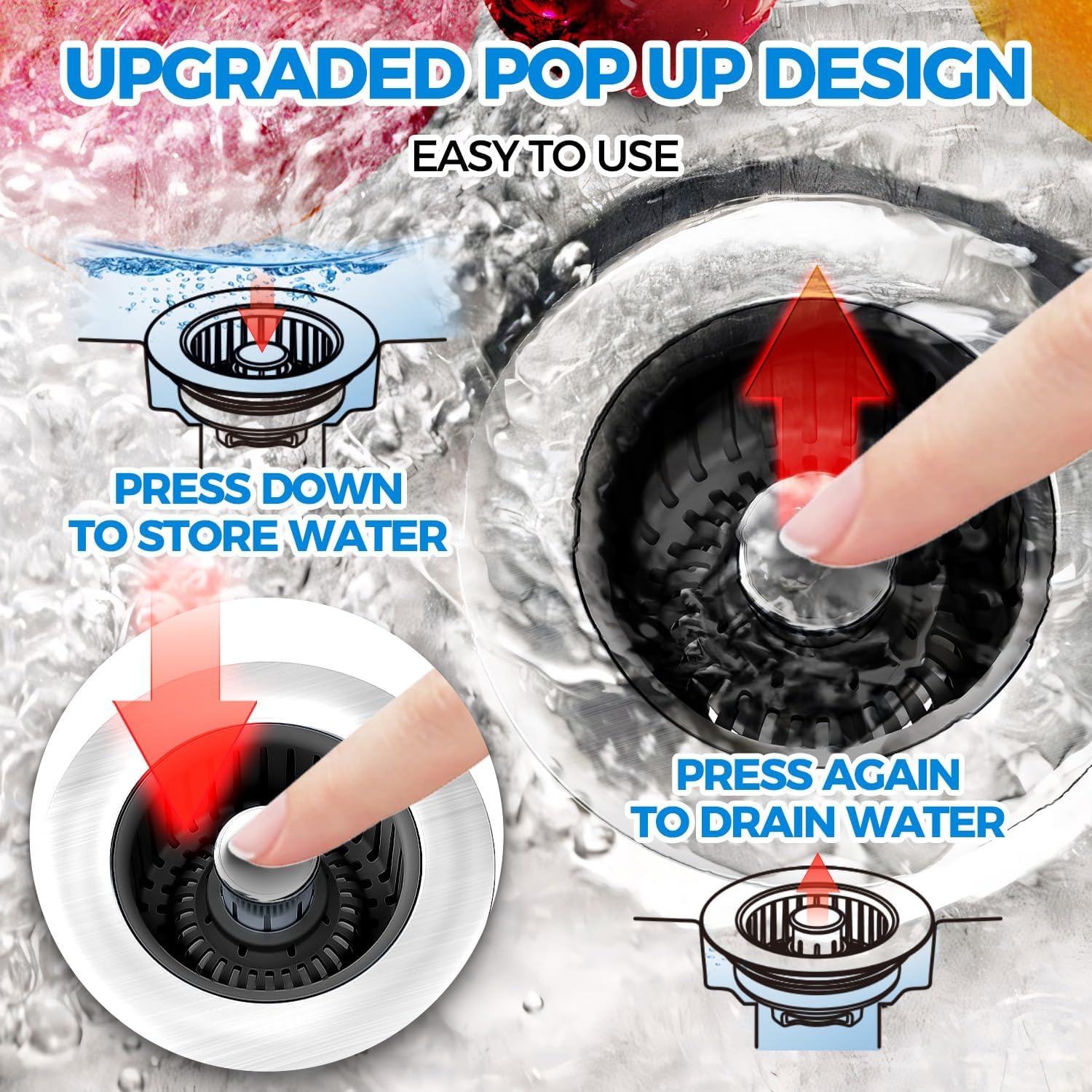 Three in One Kitchen Sink Strainer Stopper: image 3
