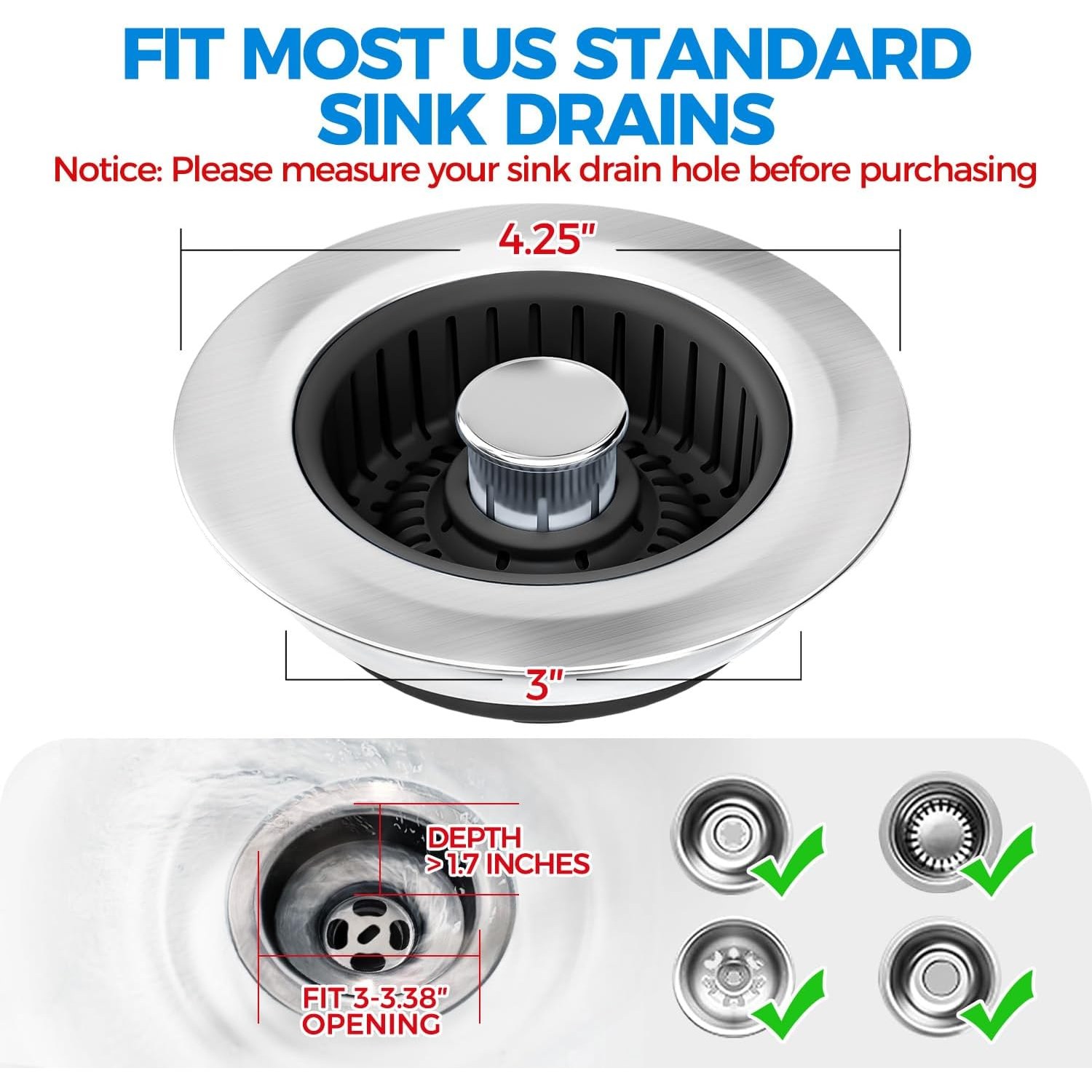 Three in One Kitchen Sink Strainer Stopper: image 6
