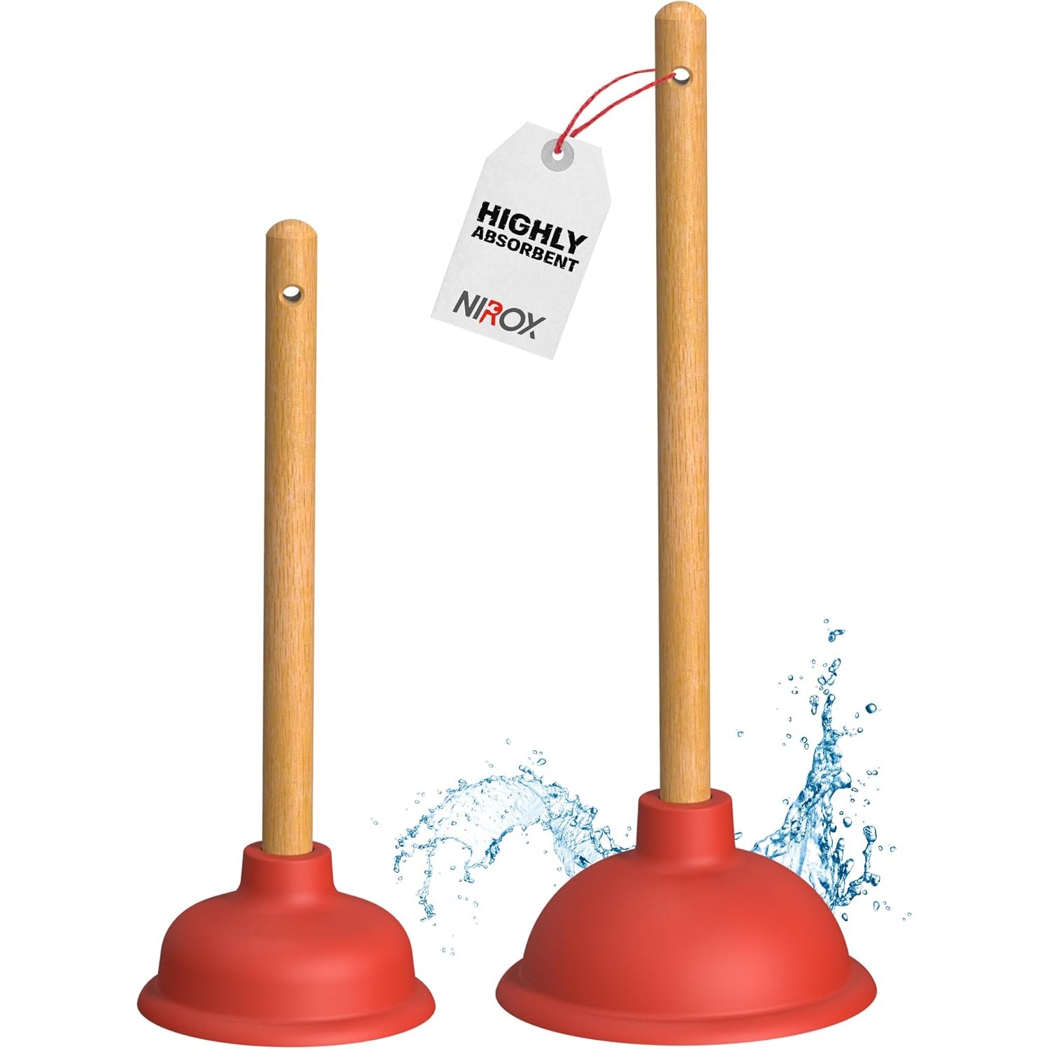 Plunger Set 110mm and 140mm with Wooden Handles