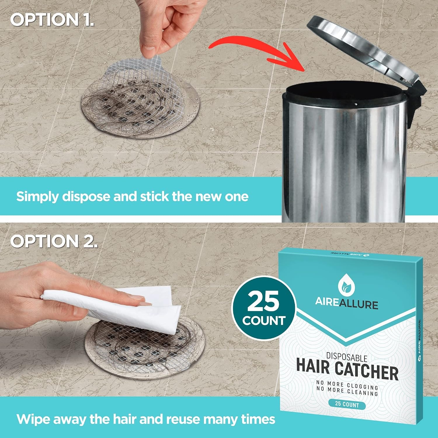 Disposable Shower Drain Hair Catcher, 25 Pack: image 6
