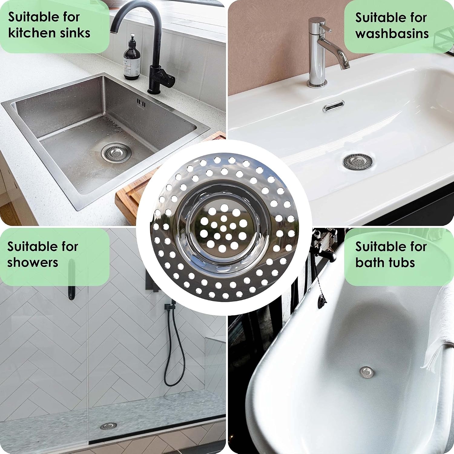 Heavy Drain Strainer 2 Pack Stainless Steel Hair Catcher: image 3