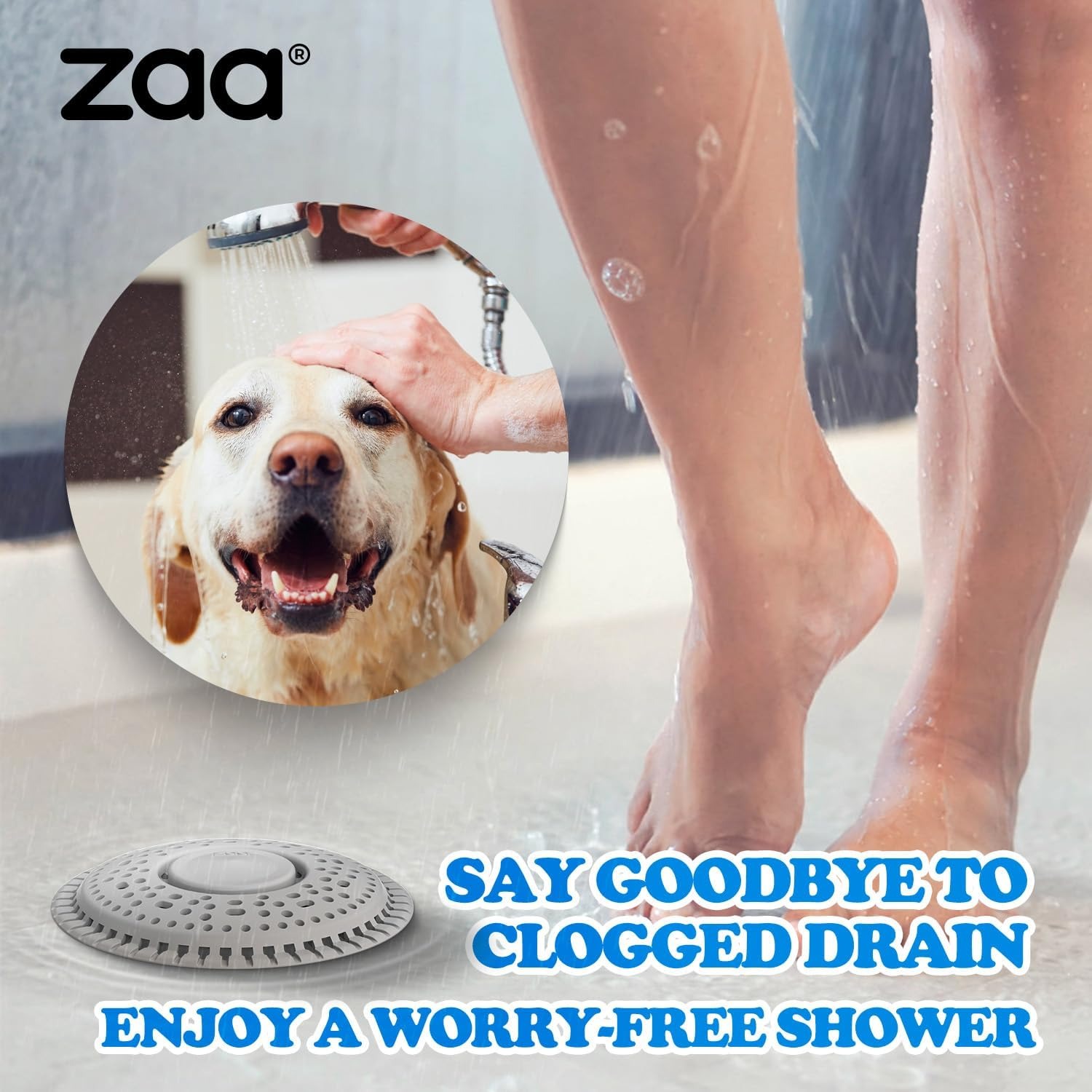 Silicone Shower Drain Cover 14cm Weighted Hair Catcher (2 Pack, Grey): image 7