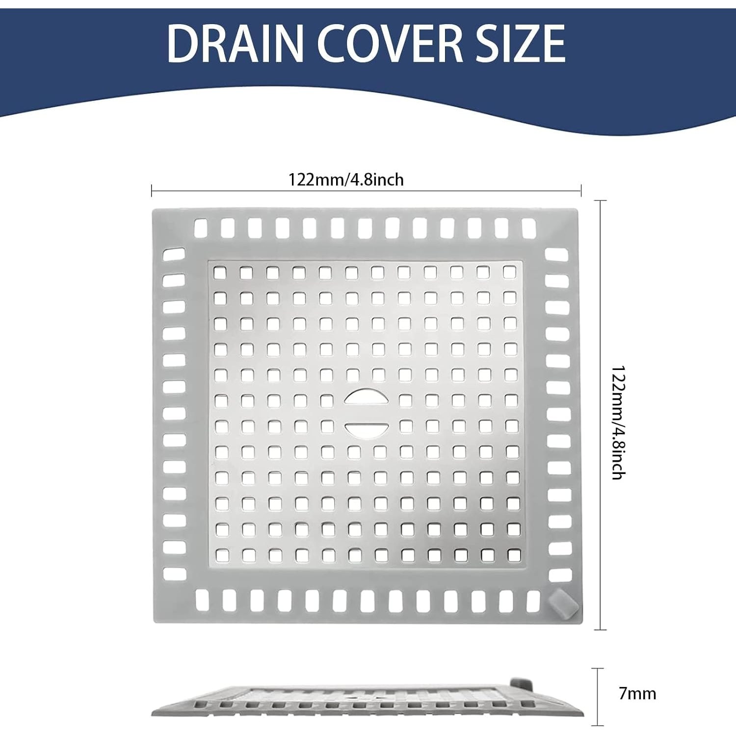Square Shower Hair Strainer 125mm: image 2