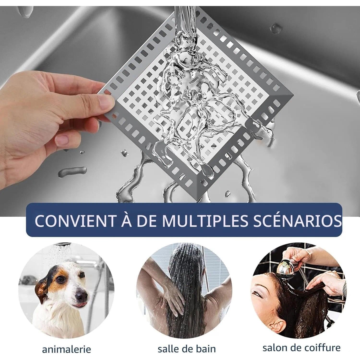Square Shower Hair Strainer 125mm: image 7