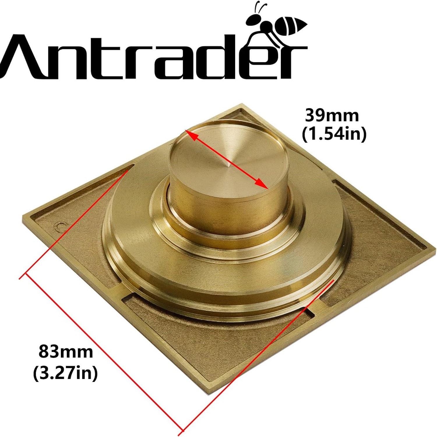 Gold Square Shower Floor Drain 10cm with Removable Strainer: image 3