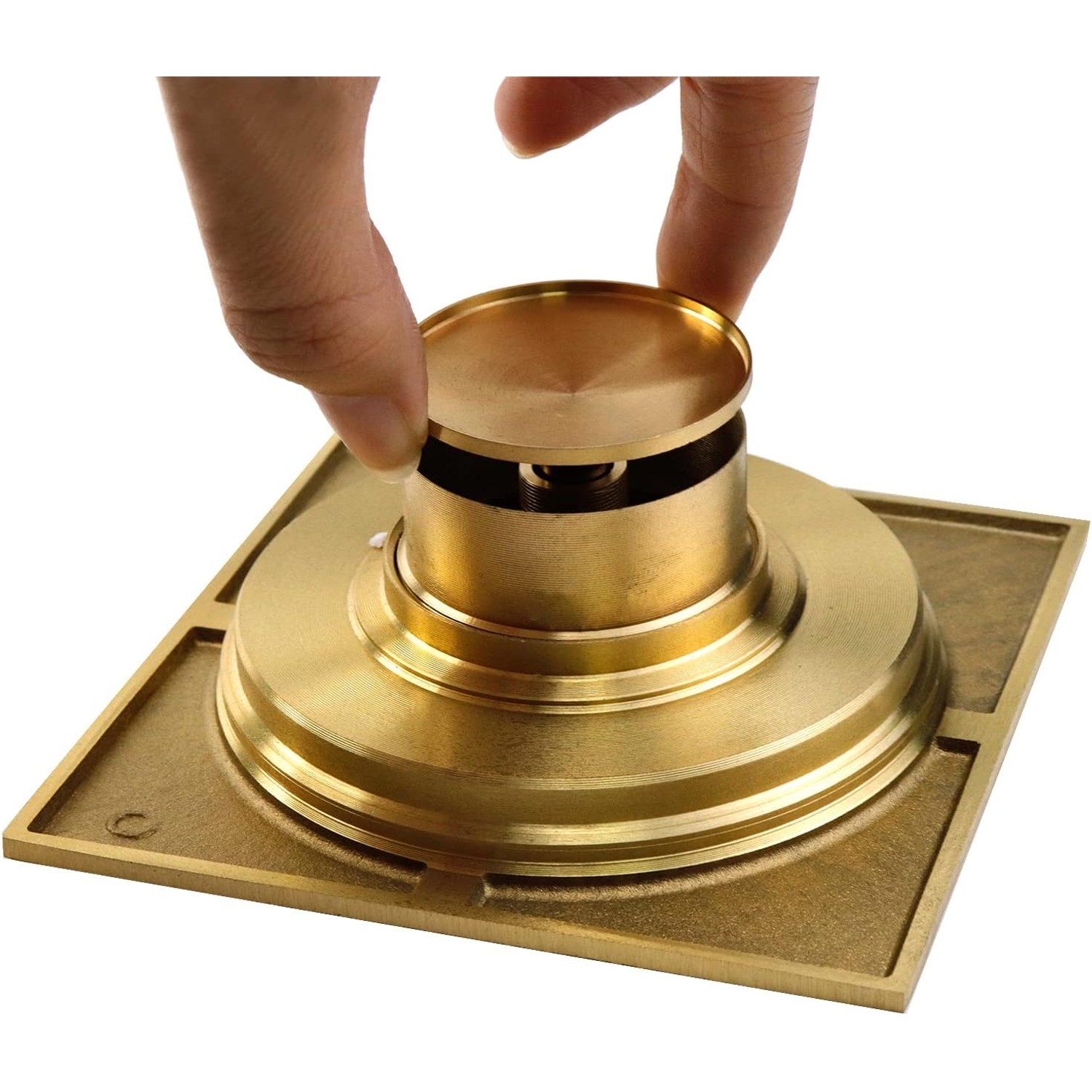 Gold Square Shower Floor Drain 10cm with Removable Strainer: image 8