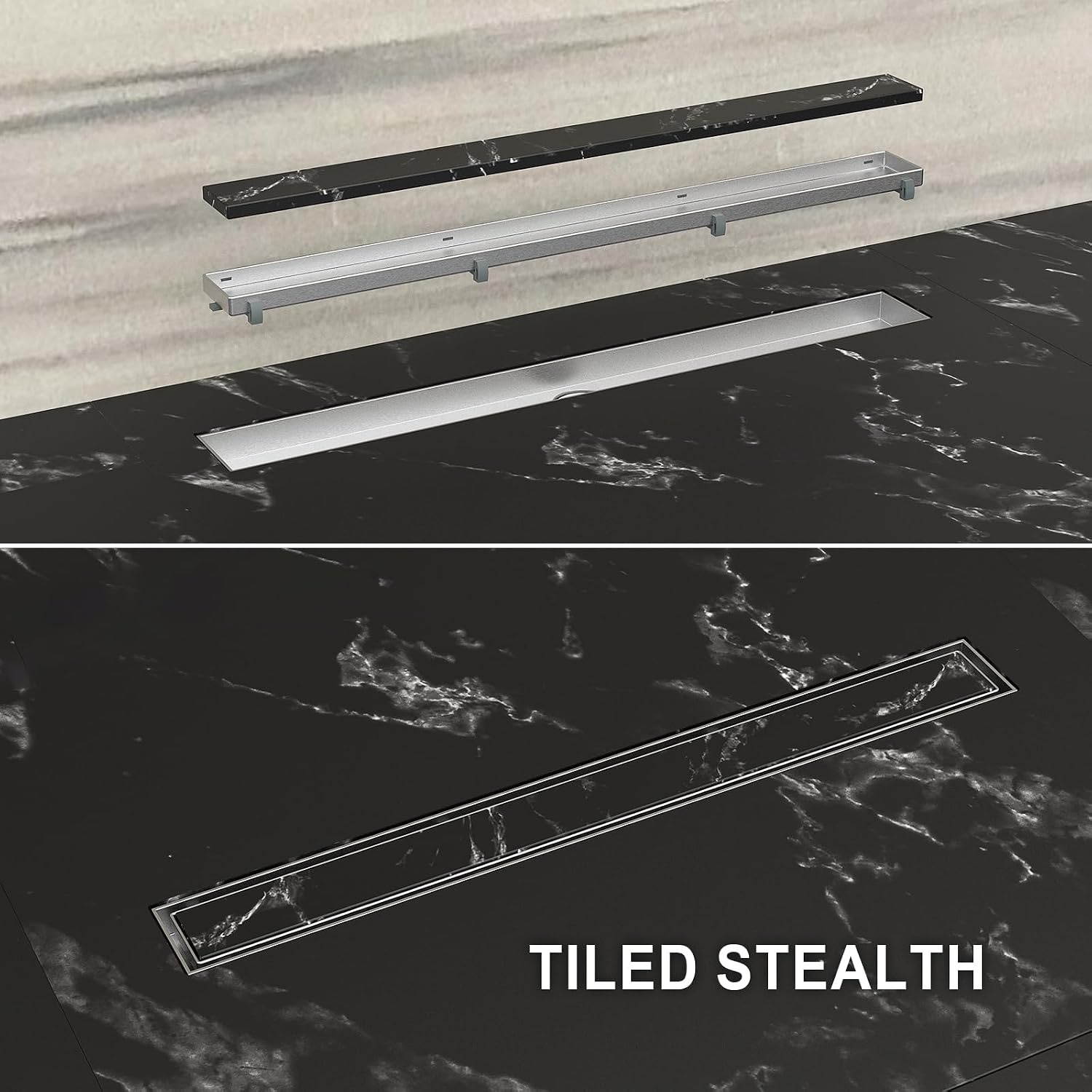 500mm Linear Shower Drain with Reversible Tile-Insert Cover: image 4