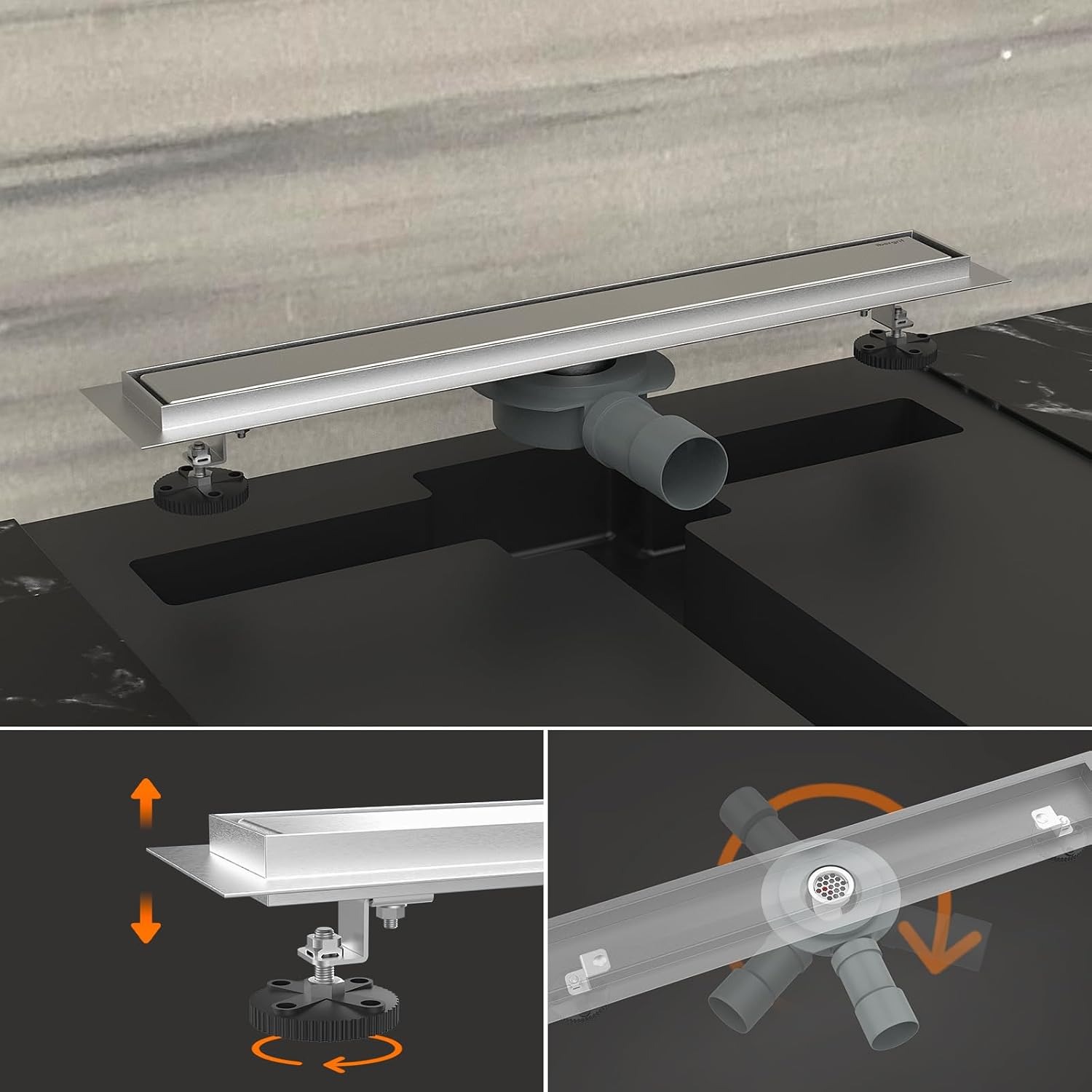 500mm Linear Shower Drain with Reversible Tile-Insert Cover: image 6