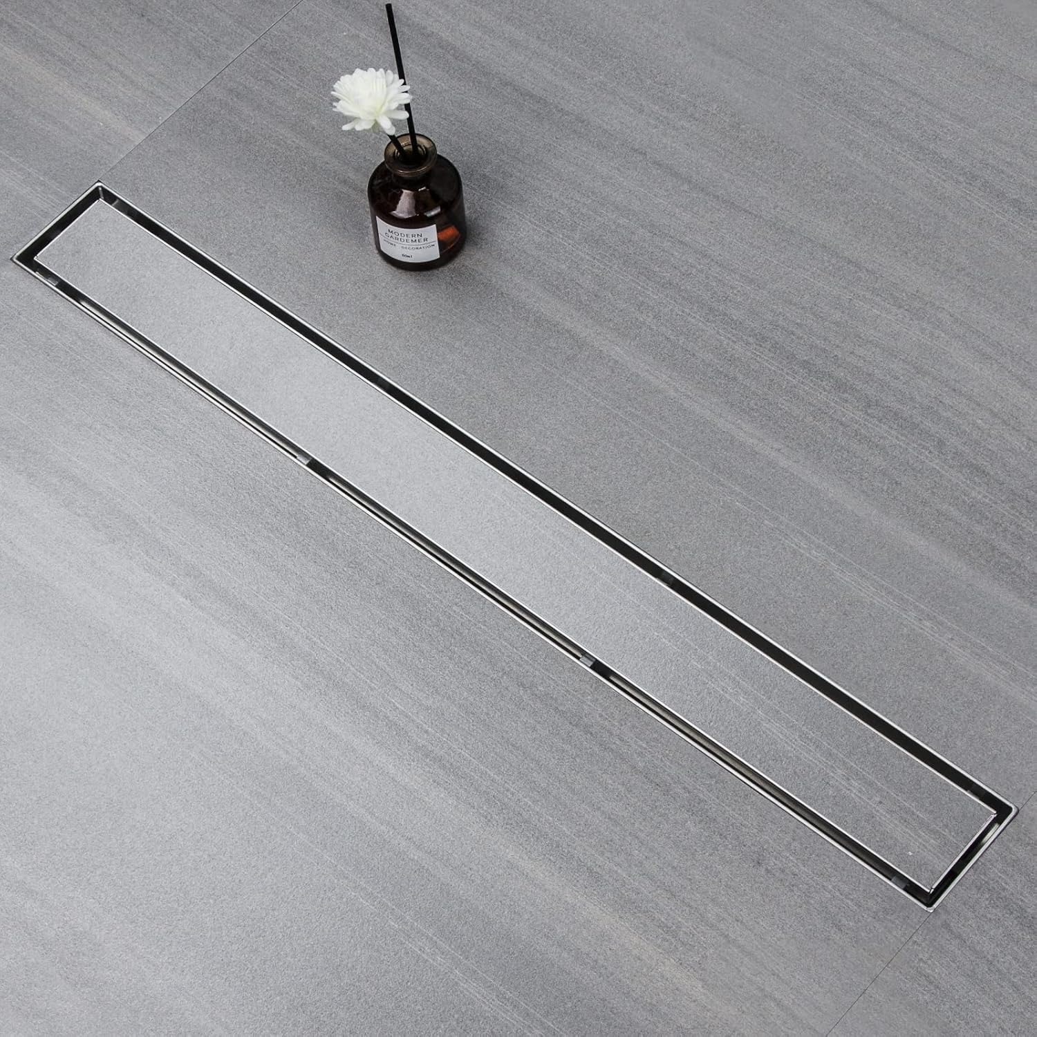 Linear Shower Drain 60cm Stainless Steel Channel with Siphon: image 2