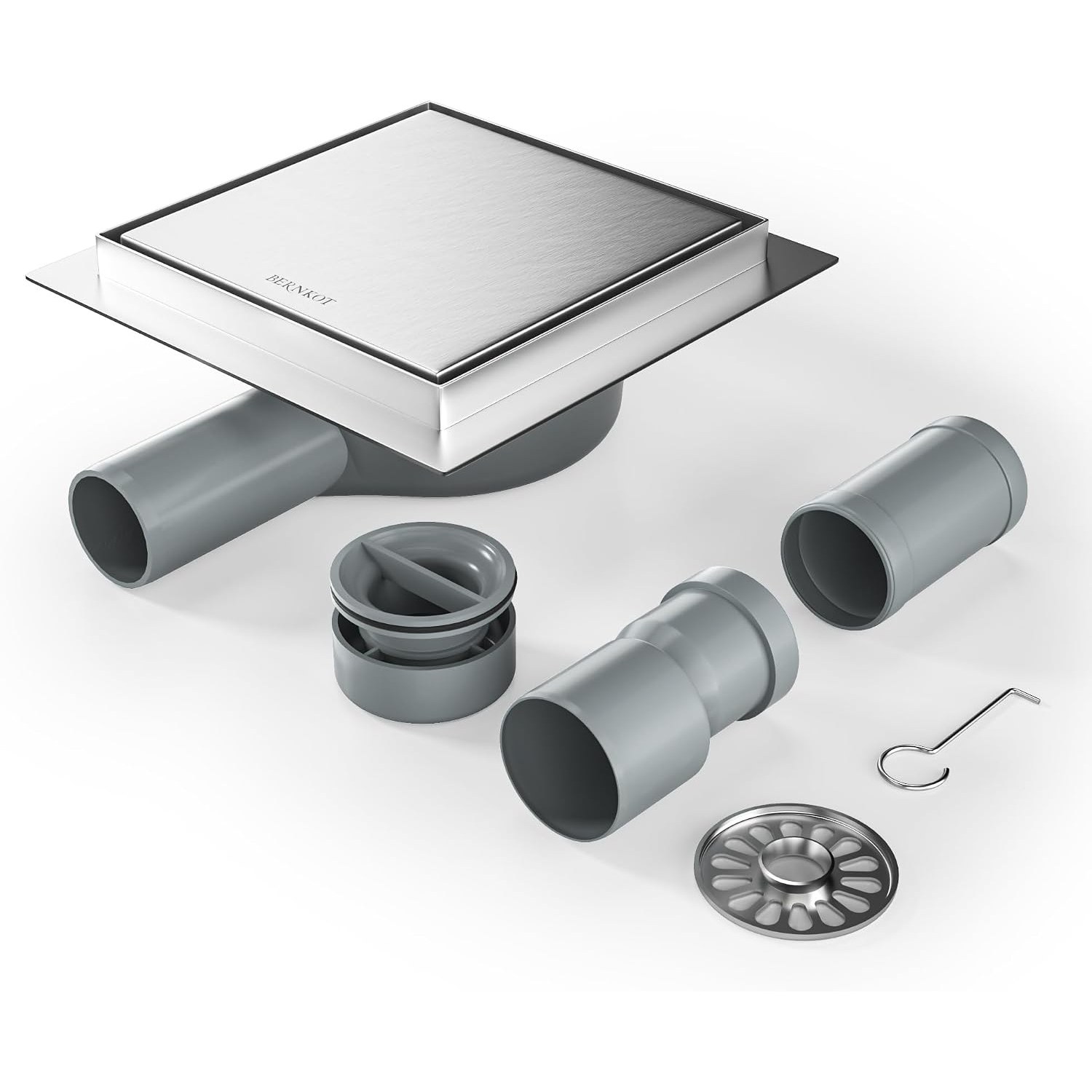 150mm Square Tileable Shower Drain with 360 Degree Siphon