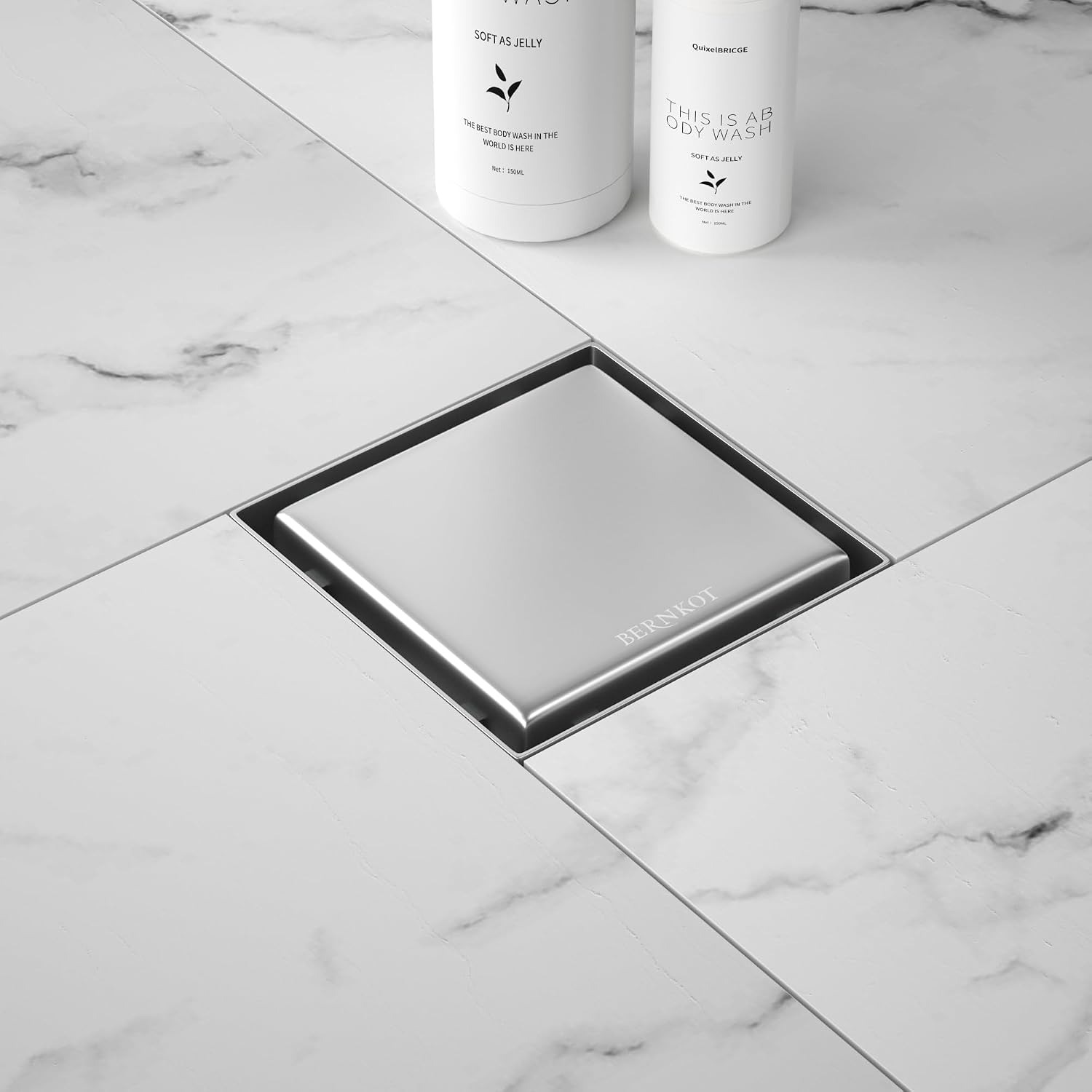 150mm Square Tileable Shower Drain with 360 Degree Siphon: image 4
