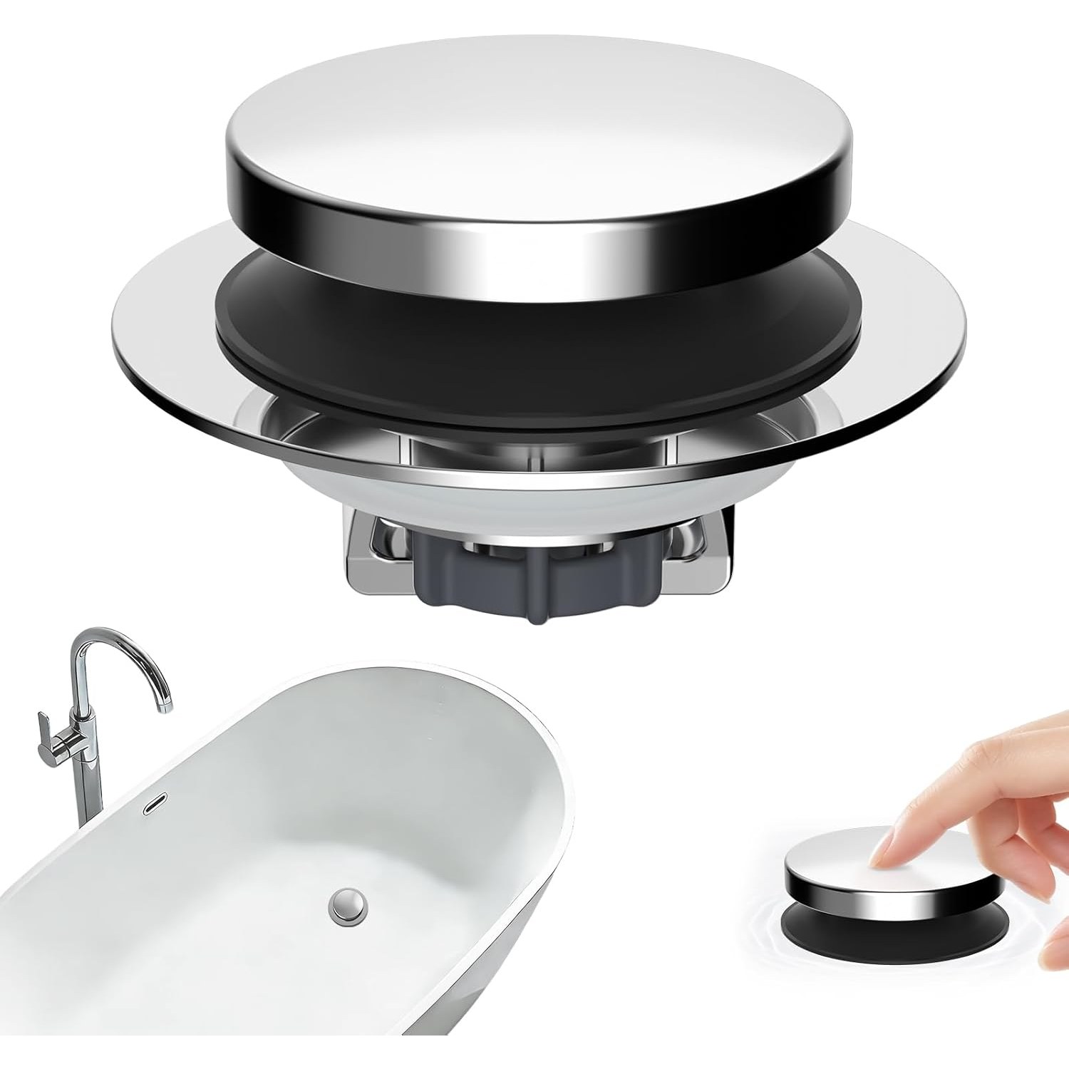 Pop Up Bath Plug with Hair Basket
