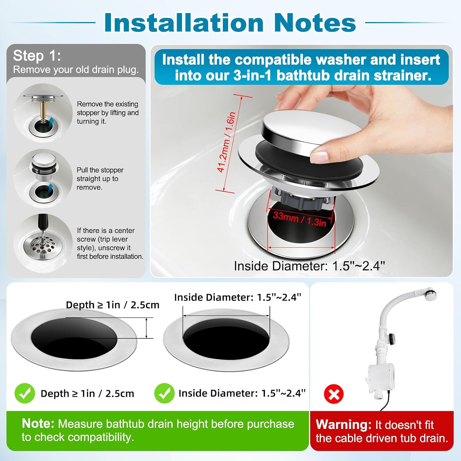 Pop Up Bath Plug with Hair Basket: image 4