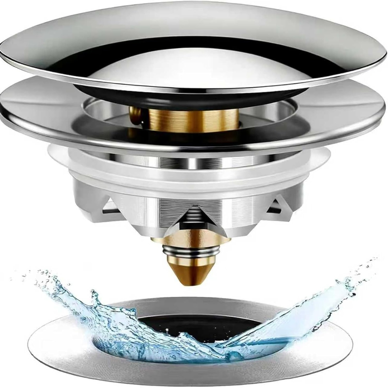 Pop Up Bath Stopper and Cover with Hair Catcher