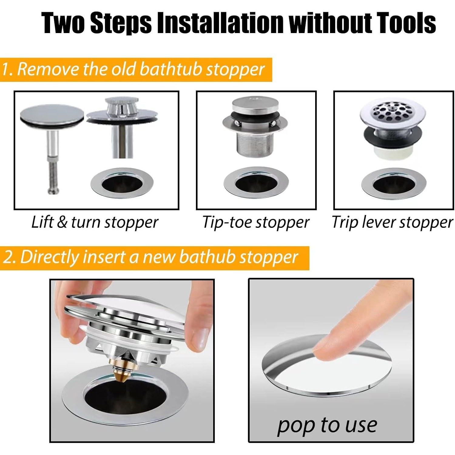 Pop Up Bath Stopper and Cover with Hair Catcher: image 4