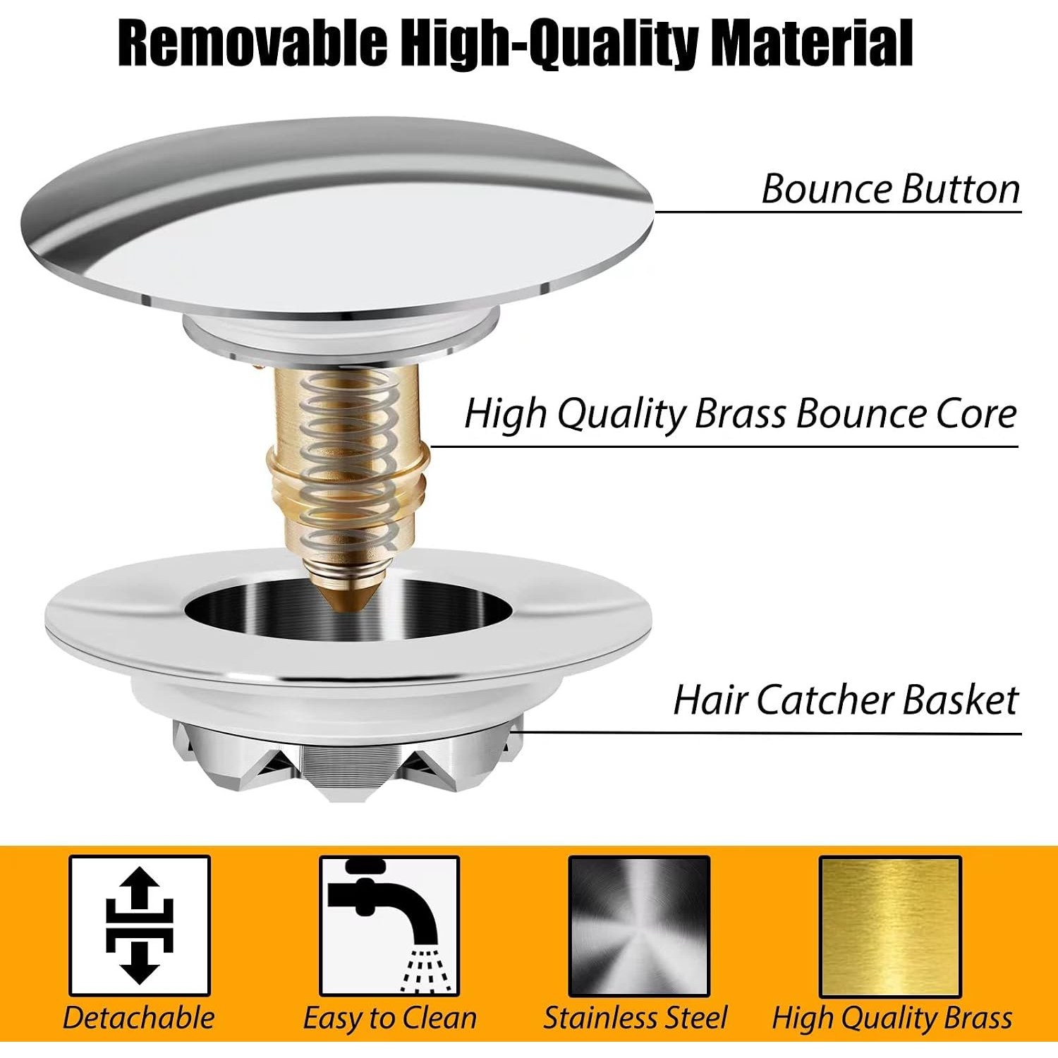 Pop Up Bath Stopper and Cover with Hair Catcher: image 5