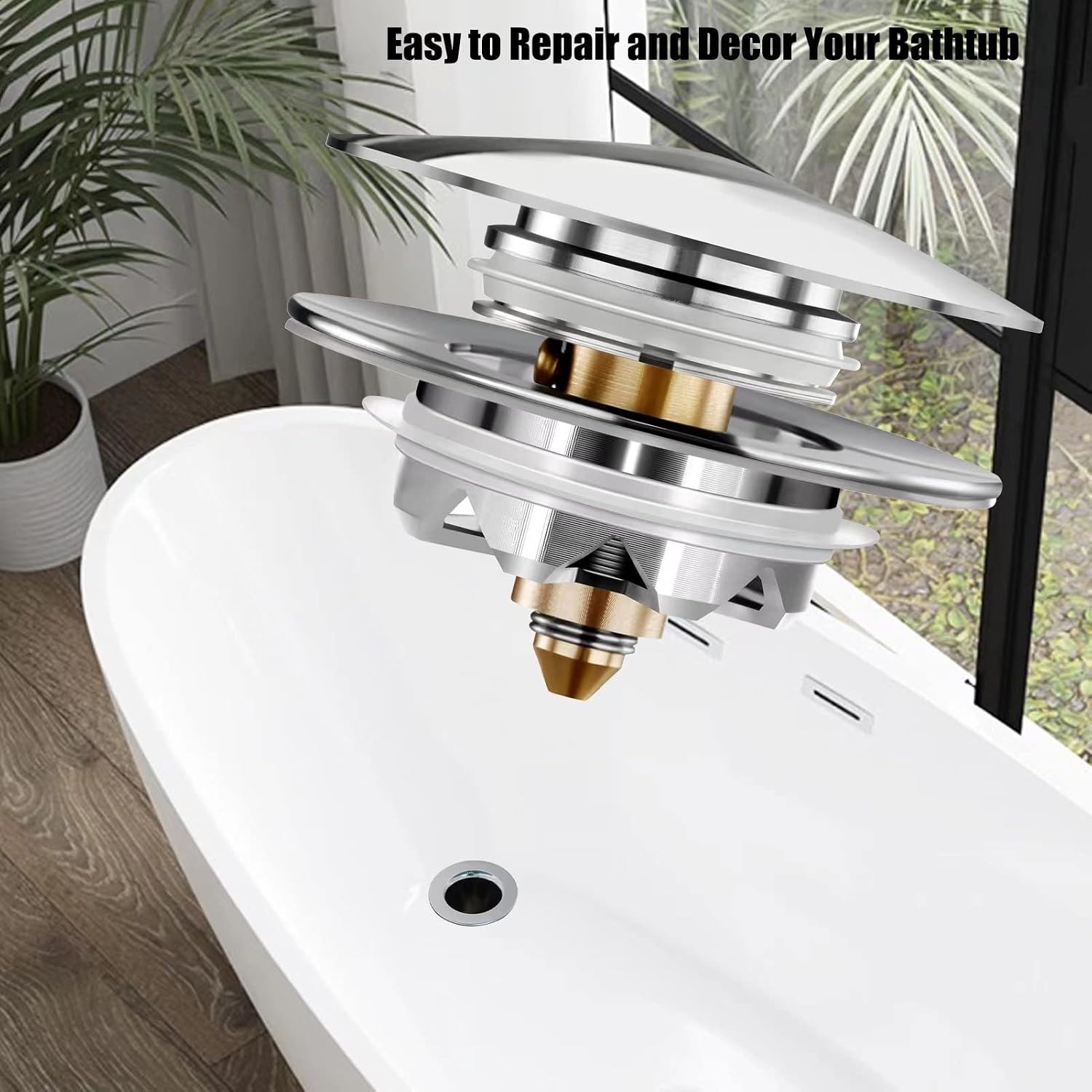 Pop Up Bath Stopper and Cover with Hair Catcher: image 6