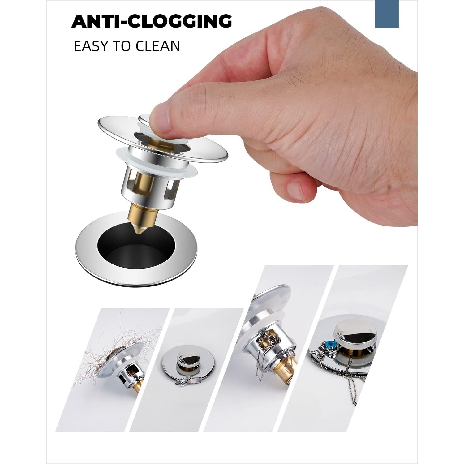 Pop Up Sink Plug with Strainer Basket: image 3