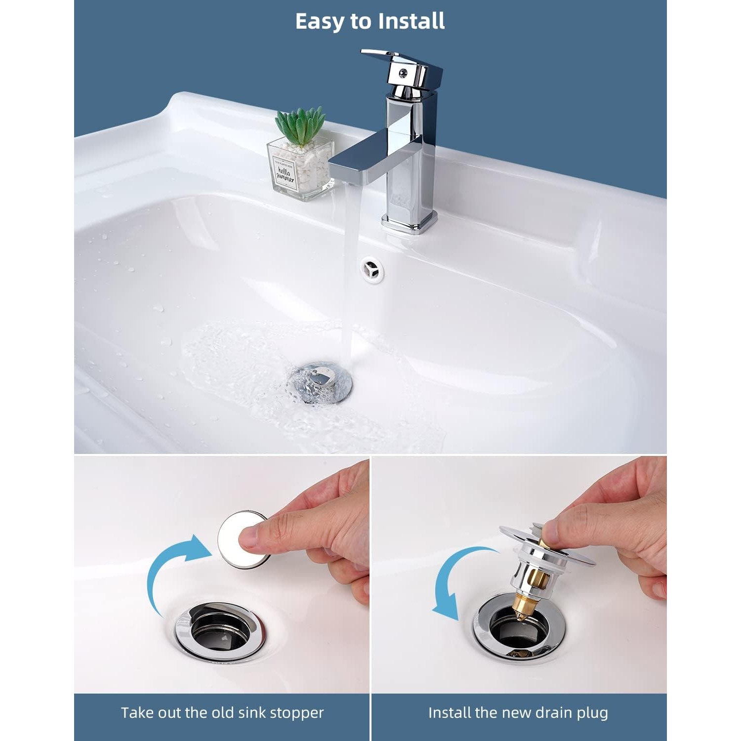 Pop Up Sink Plug with Strainer Basket: image 6